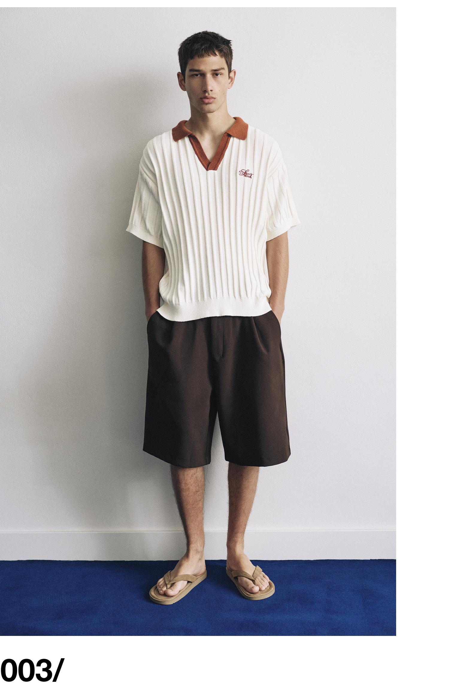 Contrast collar polo shirt — Off white