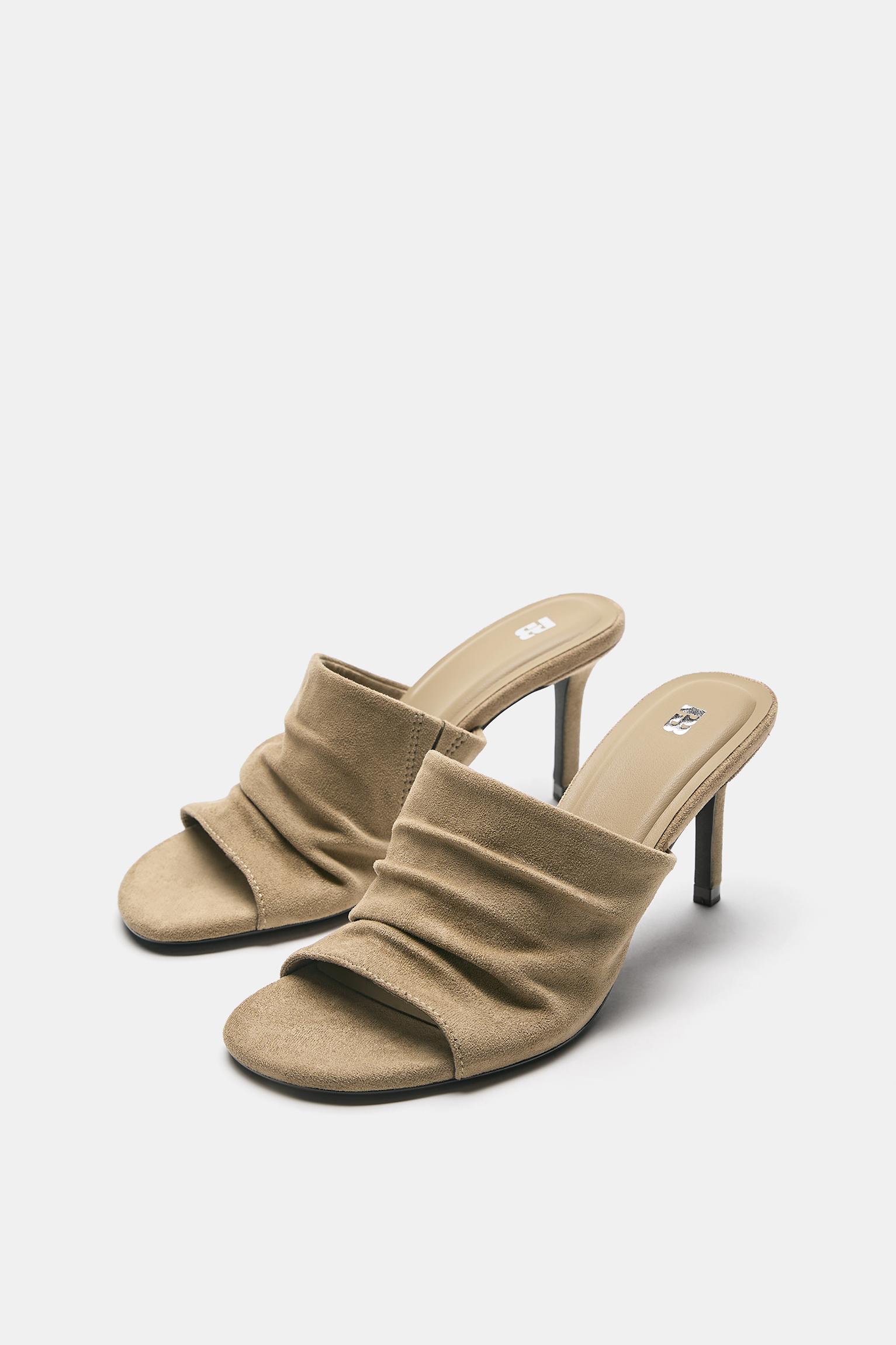 Gathered high-heel sandals — Sand
