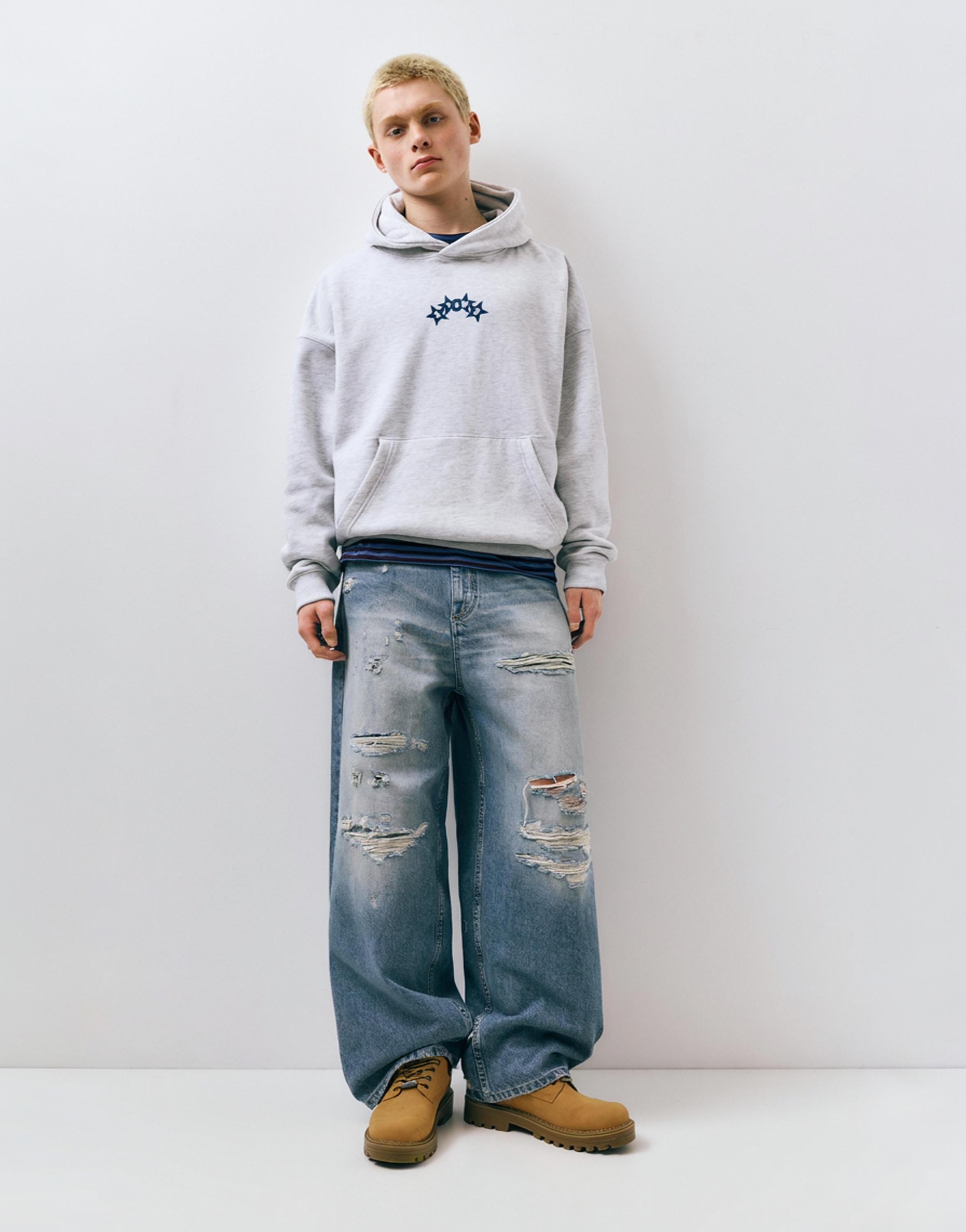 STWD boxy hoodie — Pale marl