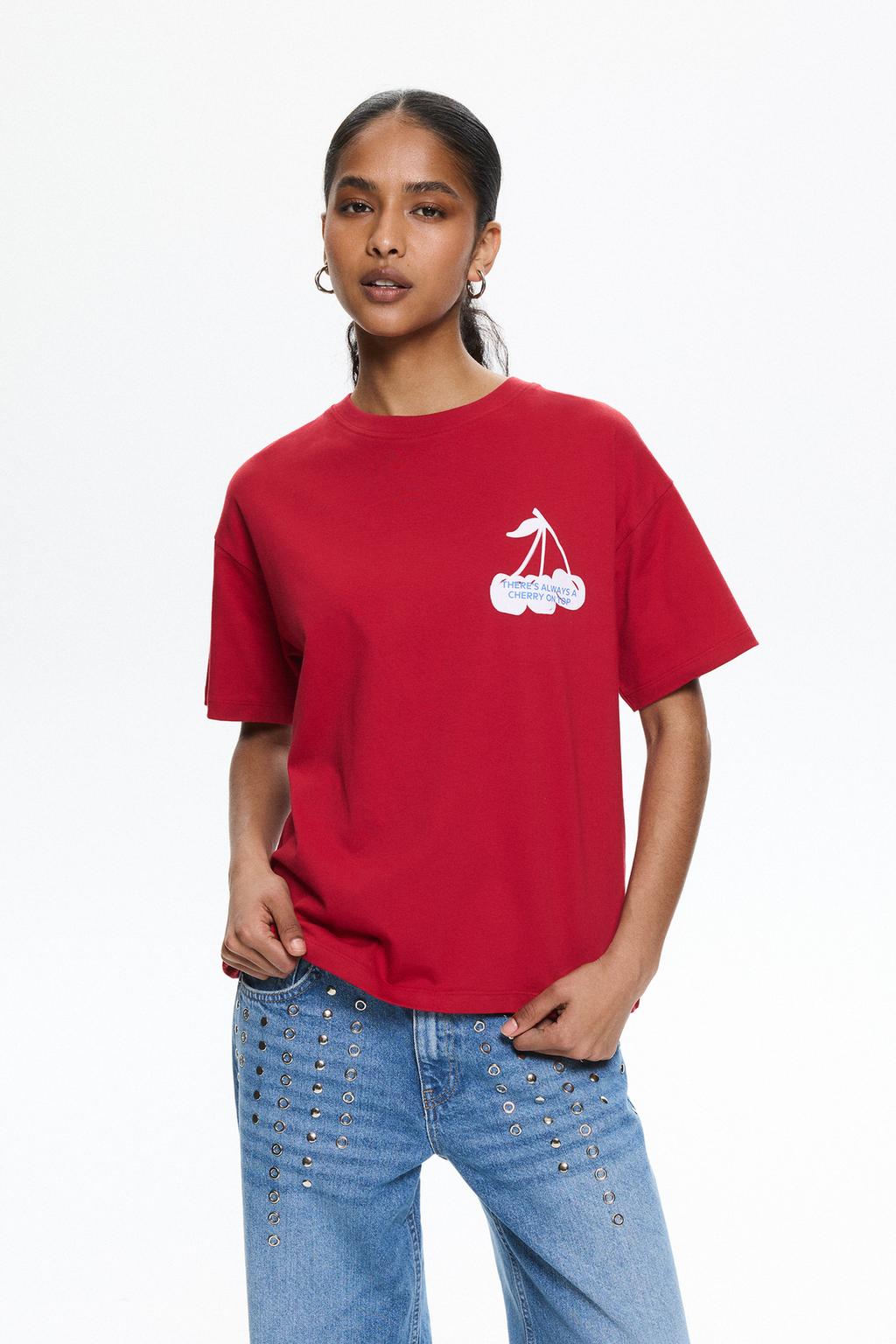 Camiseta gráfico cerezas PULL&BEAR