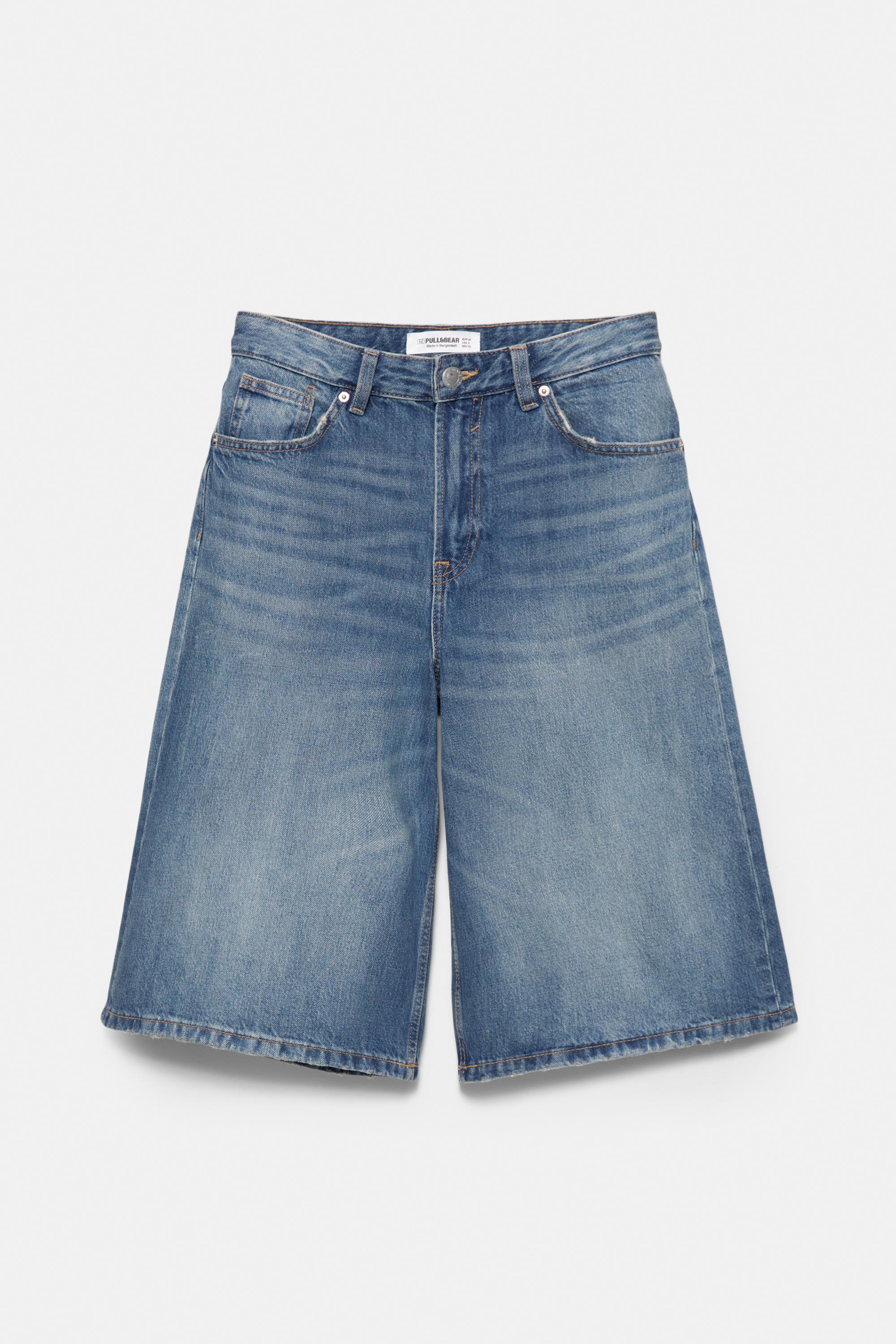 Düşük bel denim şort - Görsel 5