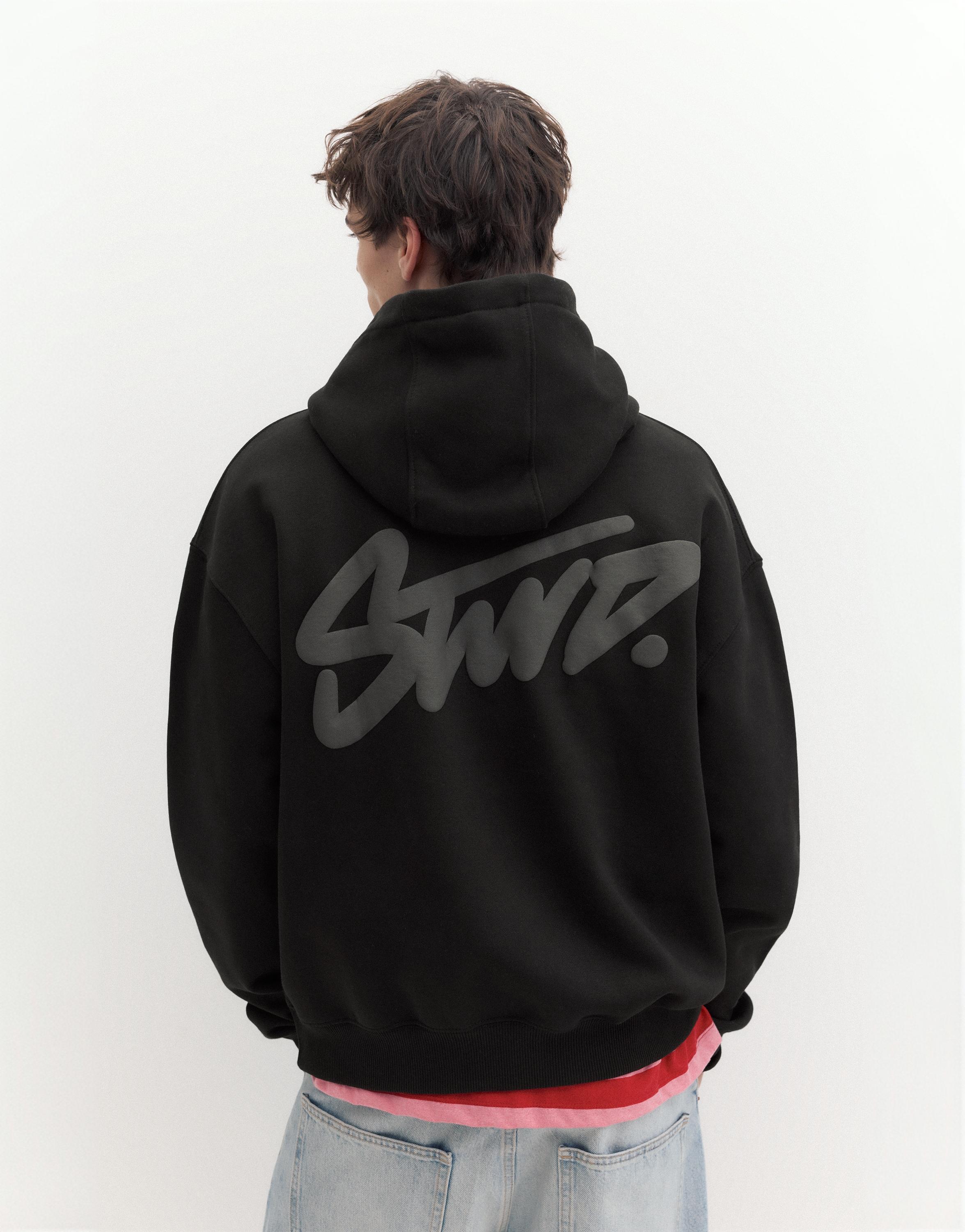 STWD logo boxy hoodie — Black