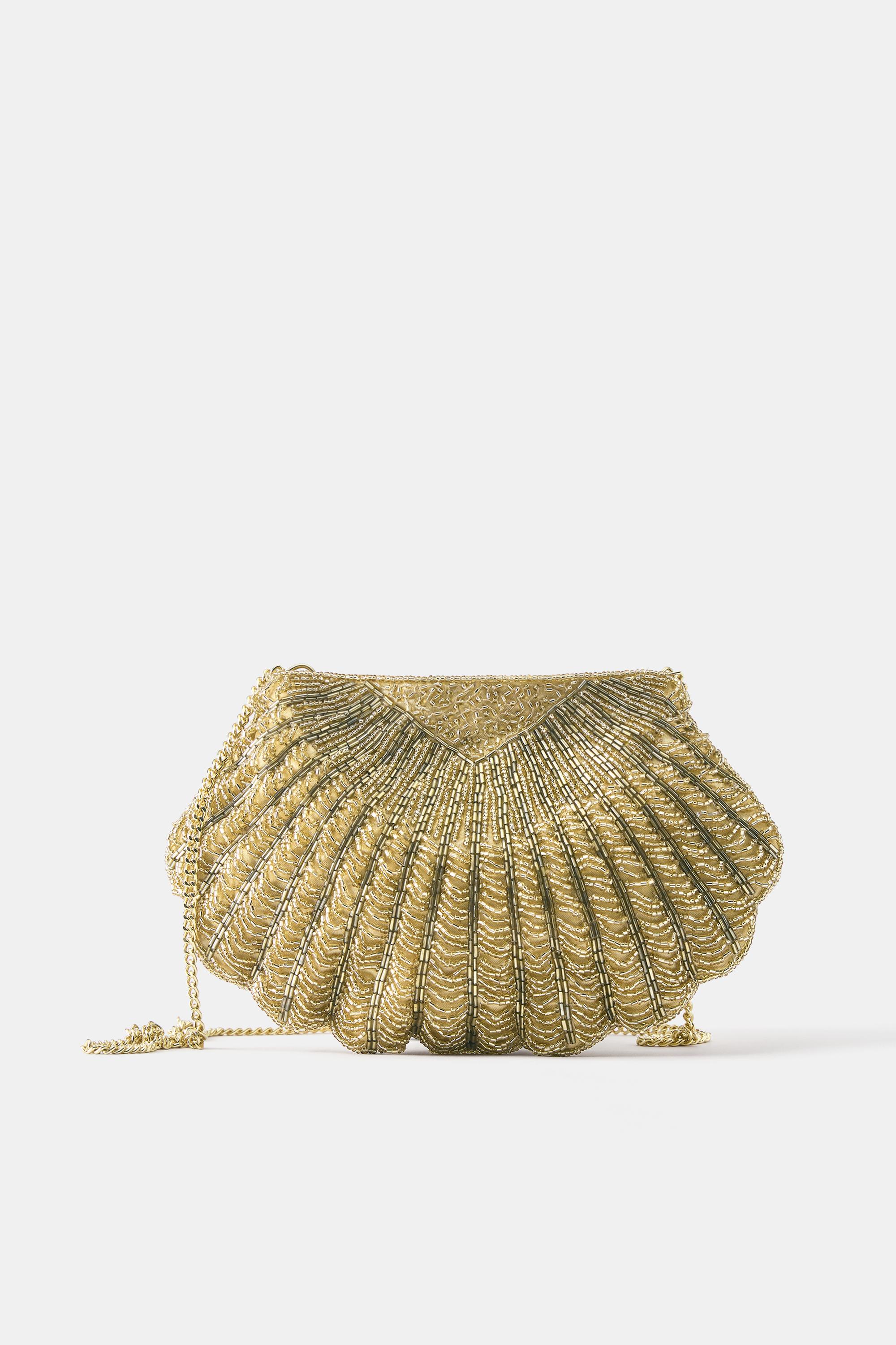 Beaded seashell bag — Gold