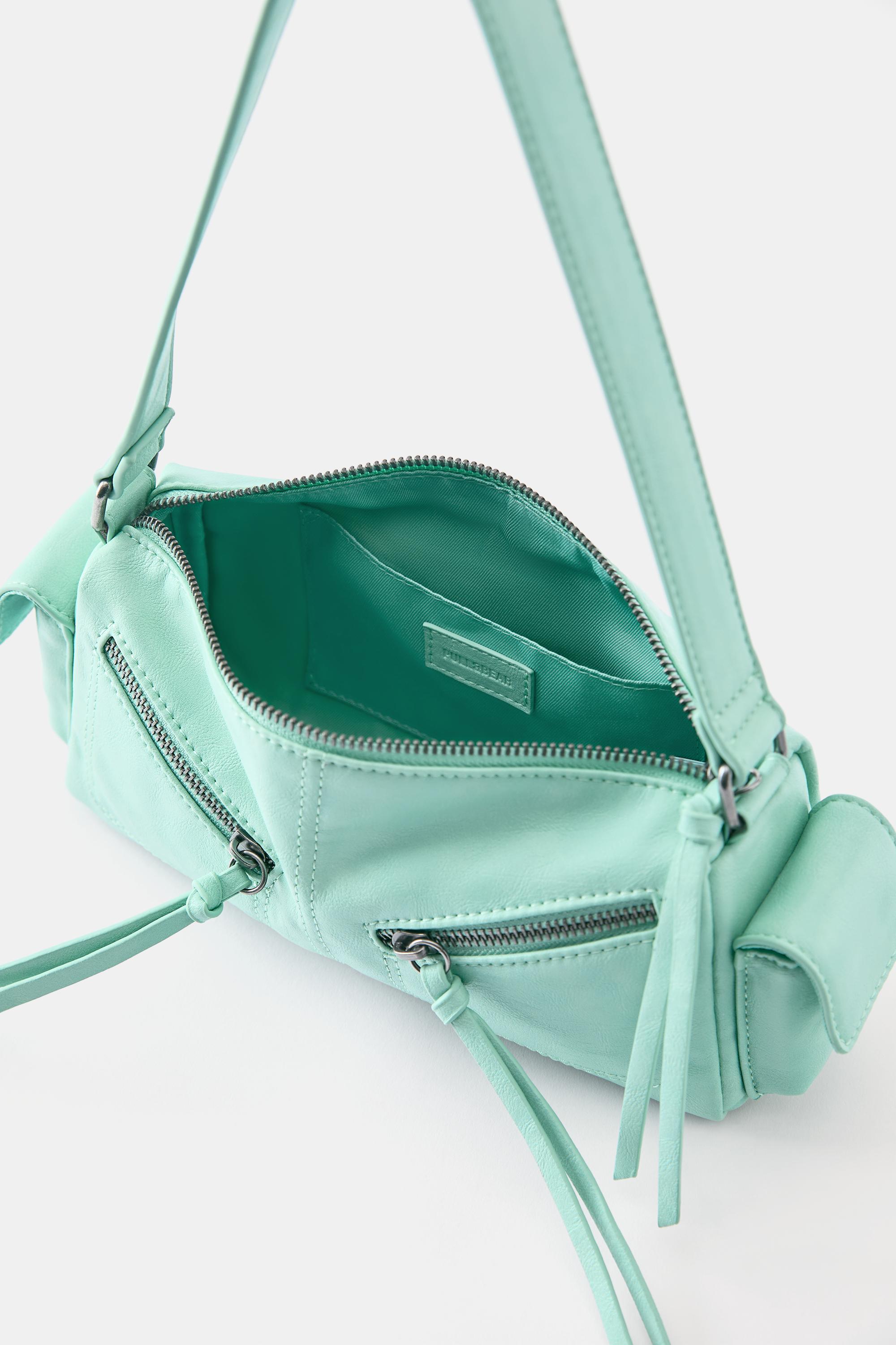 Multi-pocket zip shoulder bag — Mint green