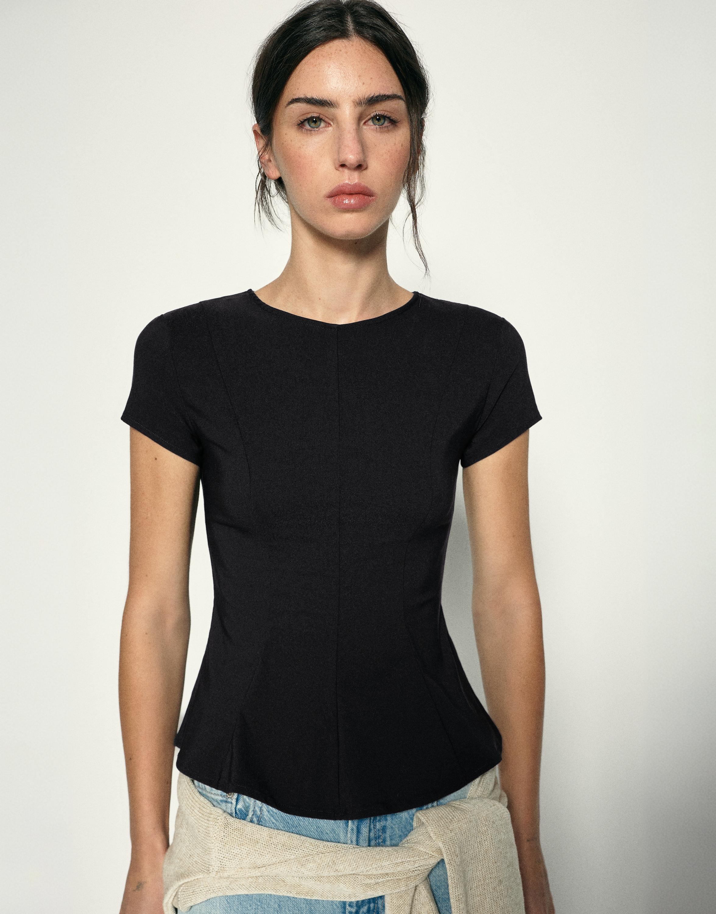 Peplum top — Black