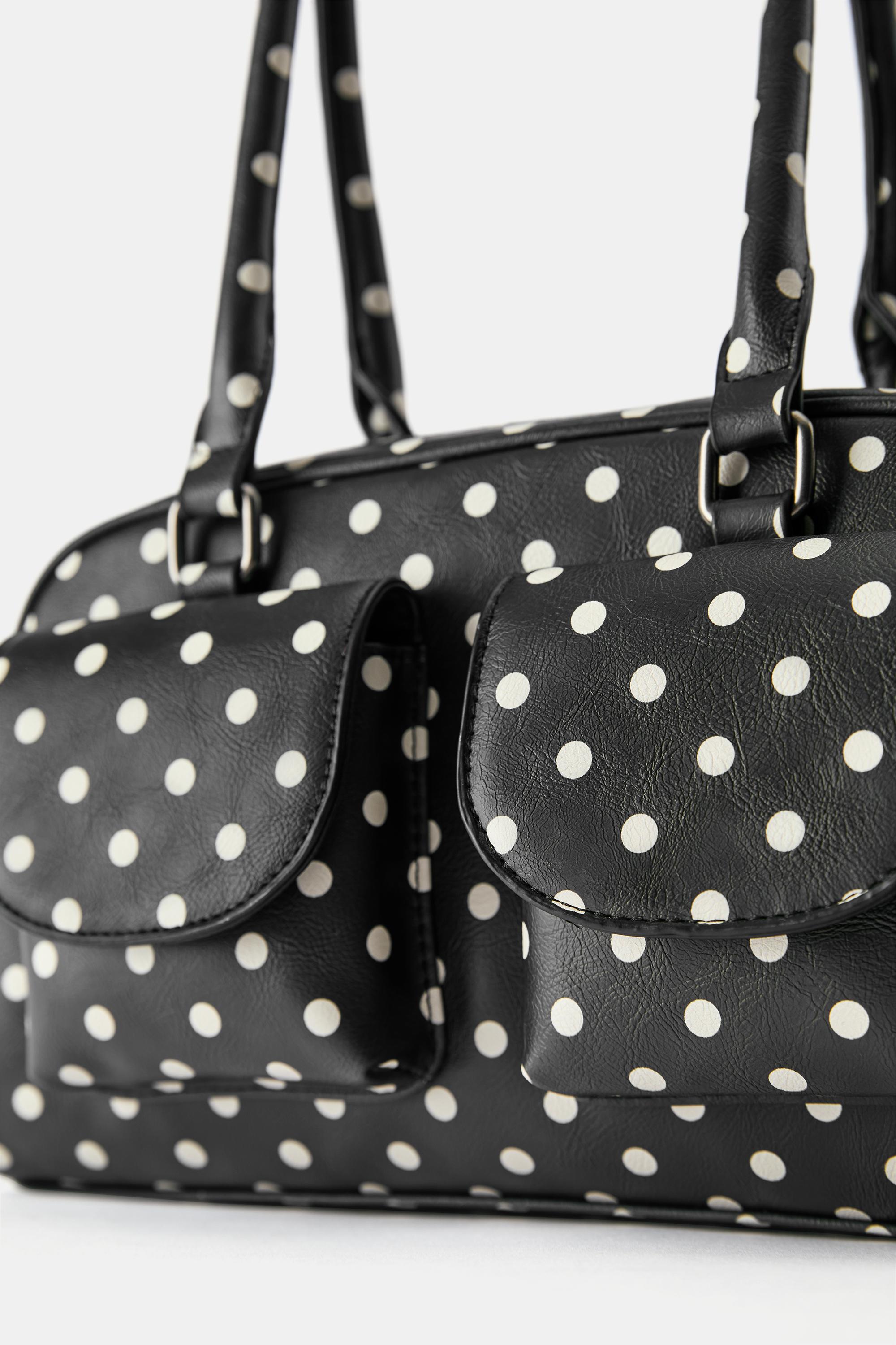 Polka dot multipocket shoulder bag — Black