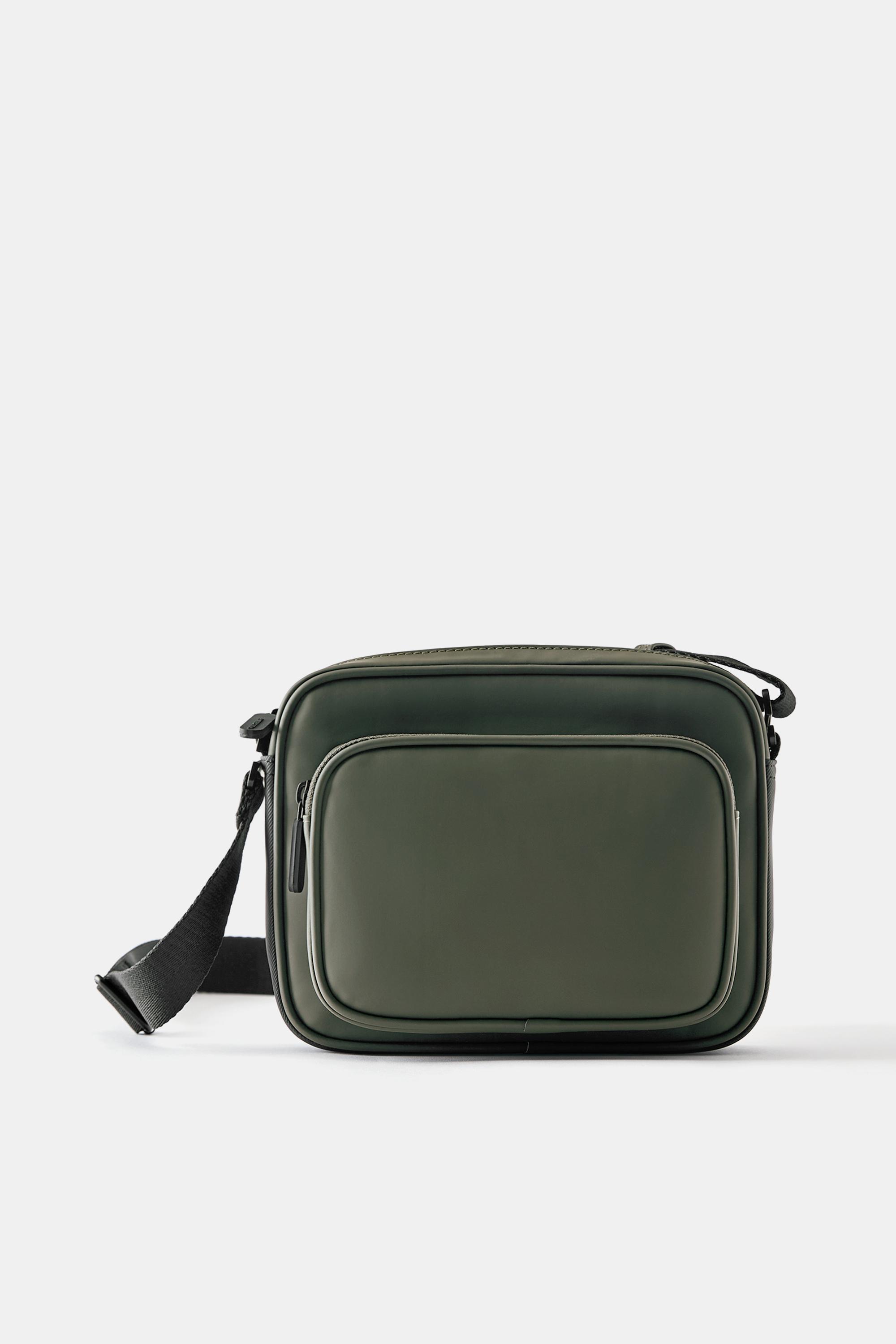 Rubberised crossbody bag — Green