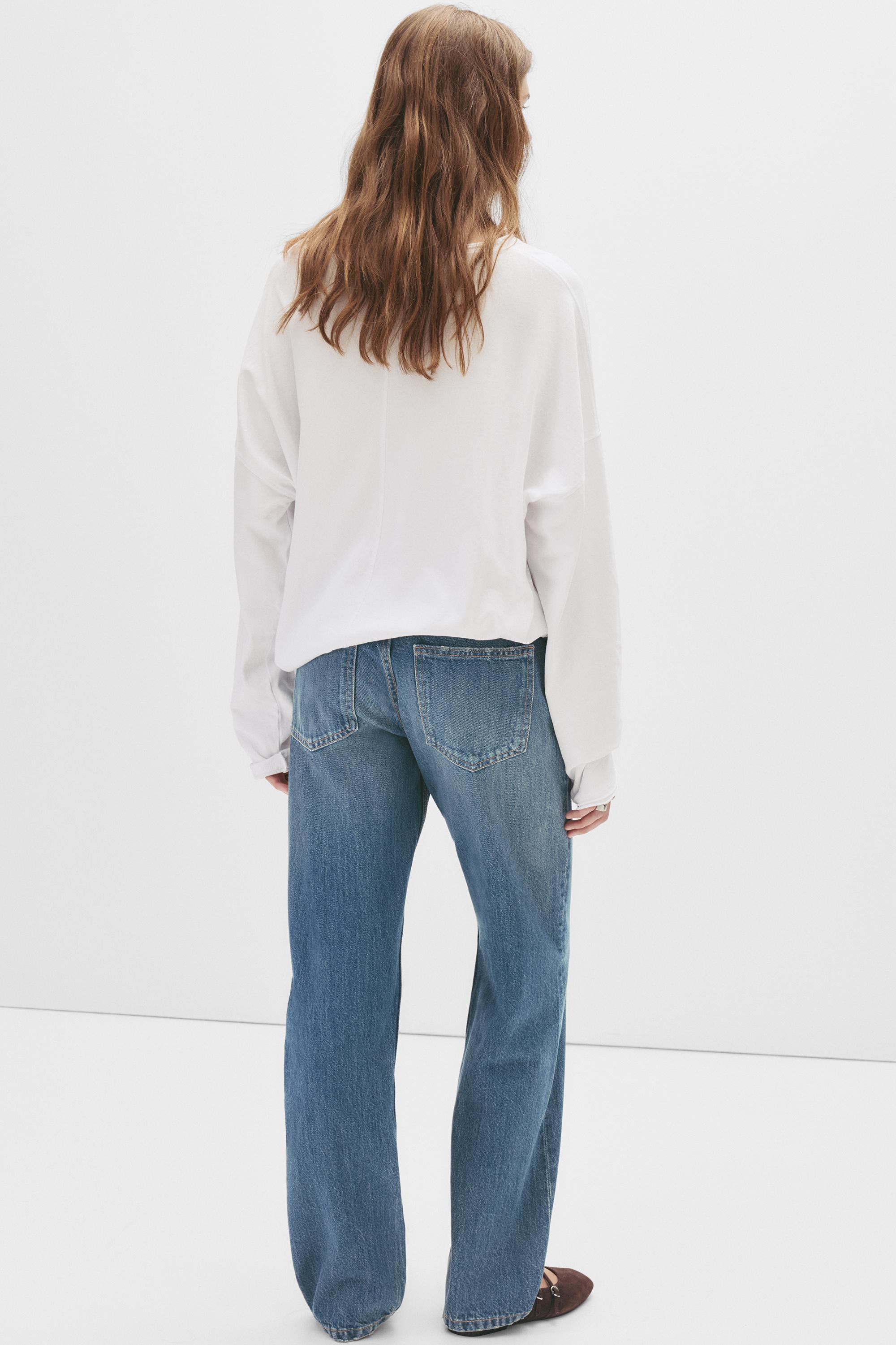 Mid-waist straight-leg jeans — Dark blue