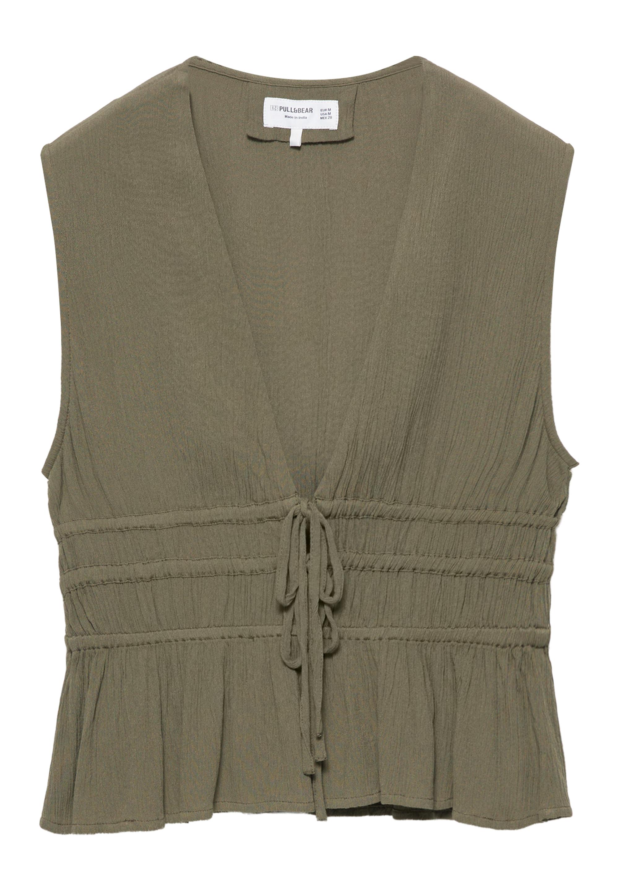 Crepe top with ties — Green