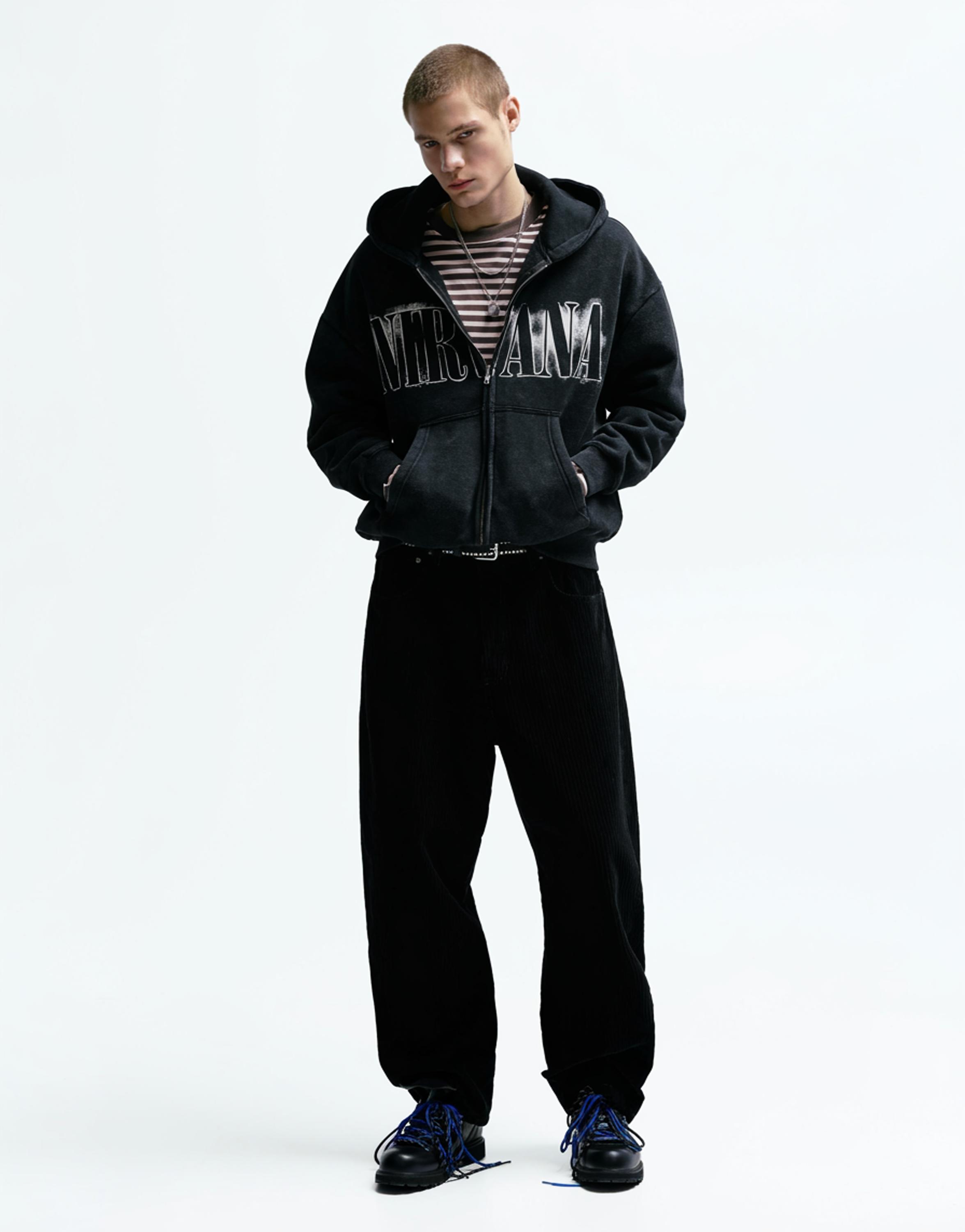 Nirvana fermuarlı kapüşonlu sweatshirt - Görsel 12