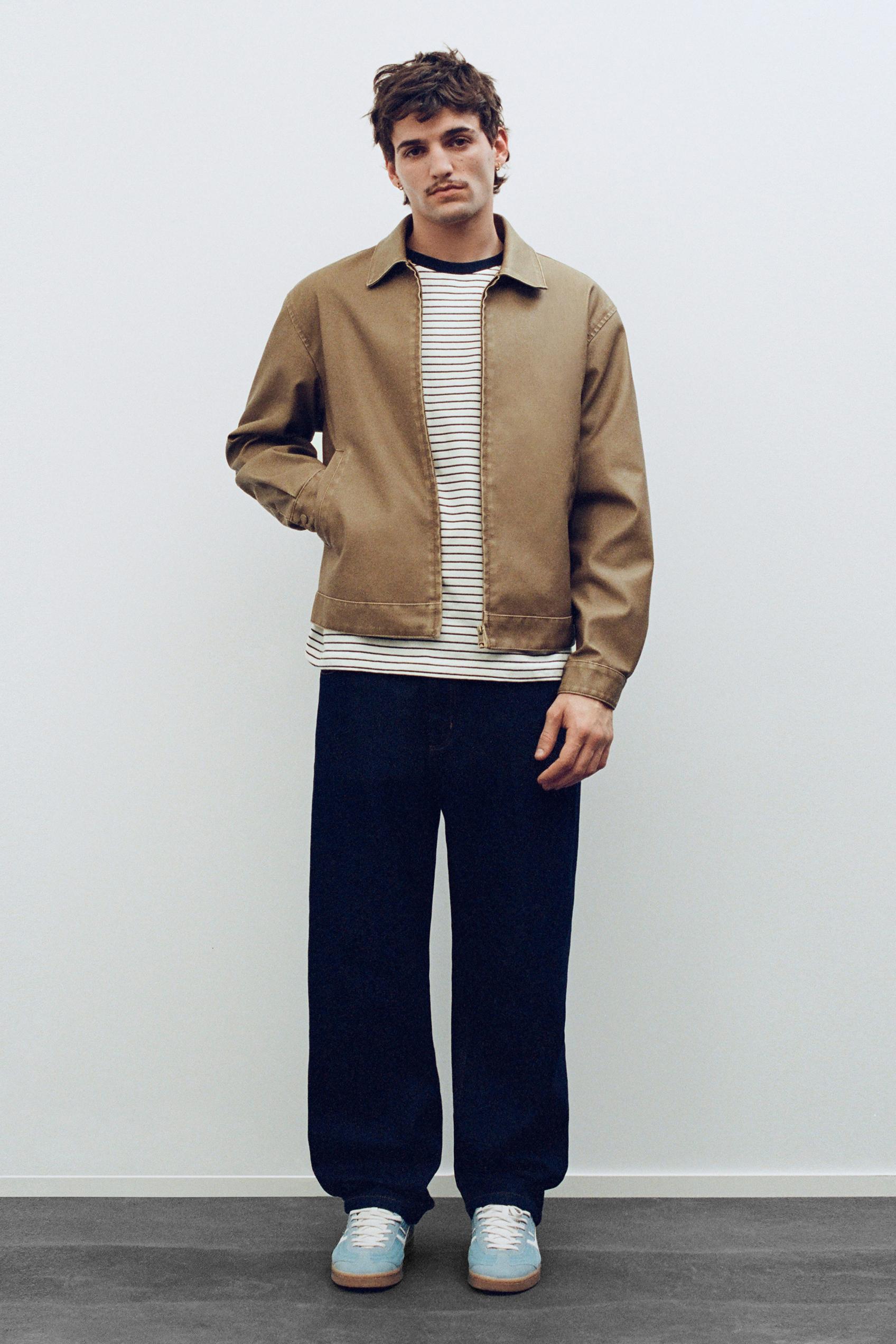 Washed faux leather jacket — Ocher
