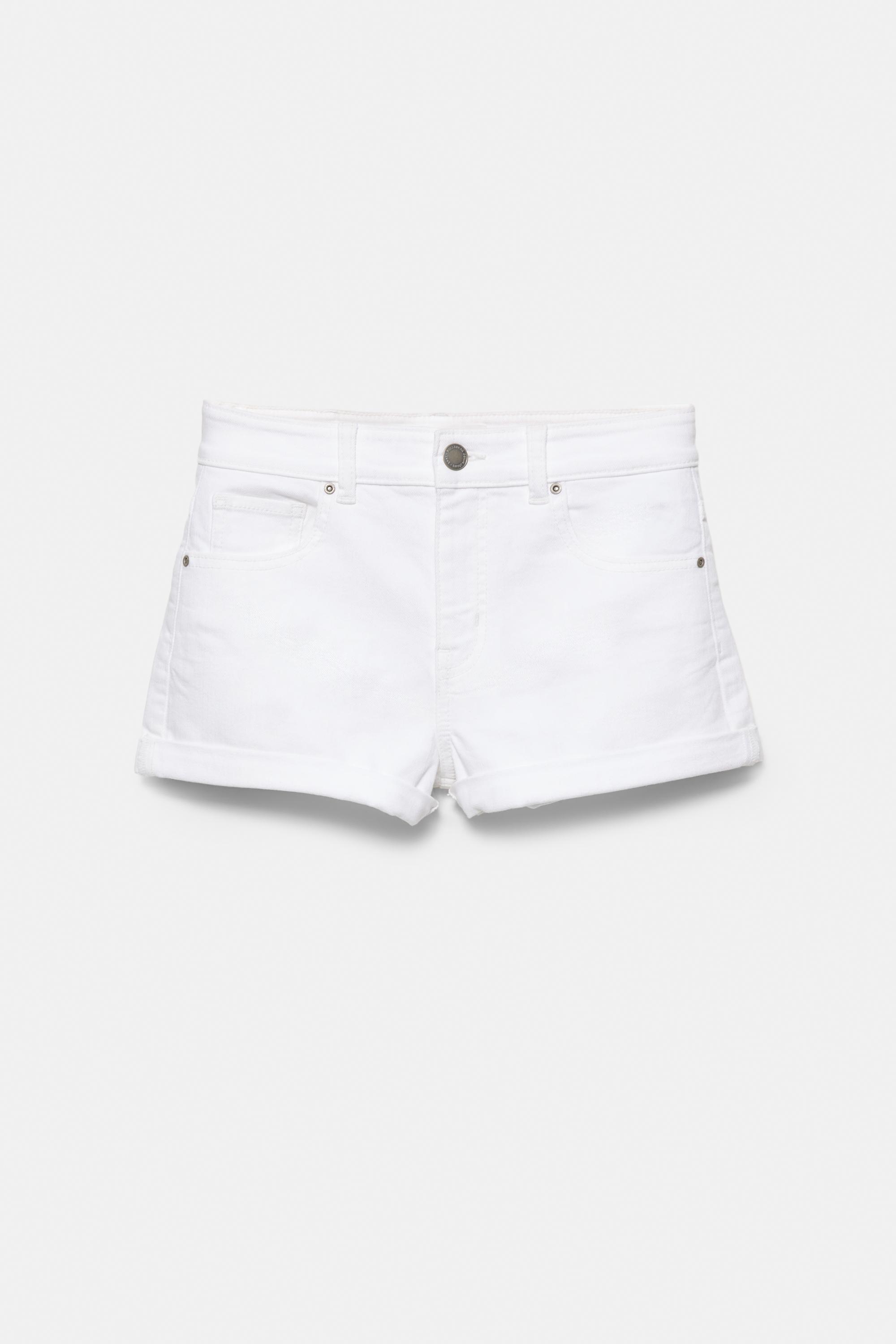 Orta bel denim şort