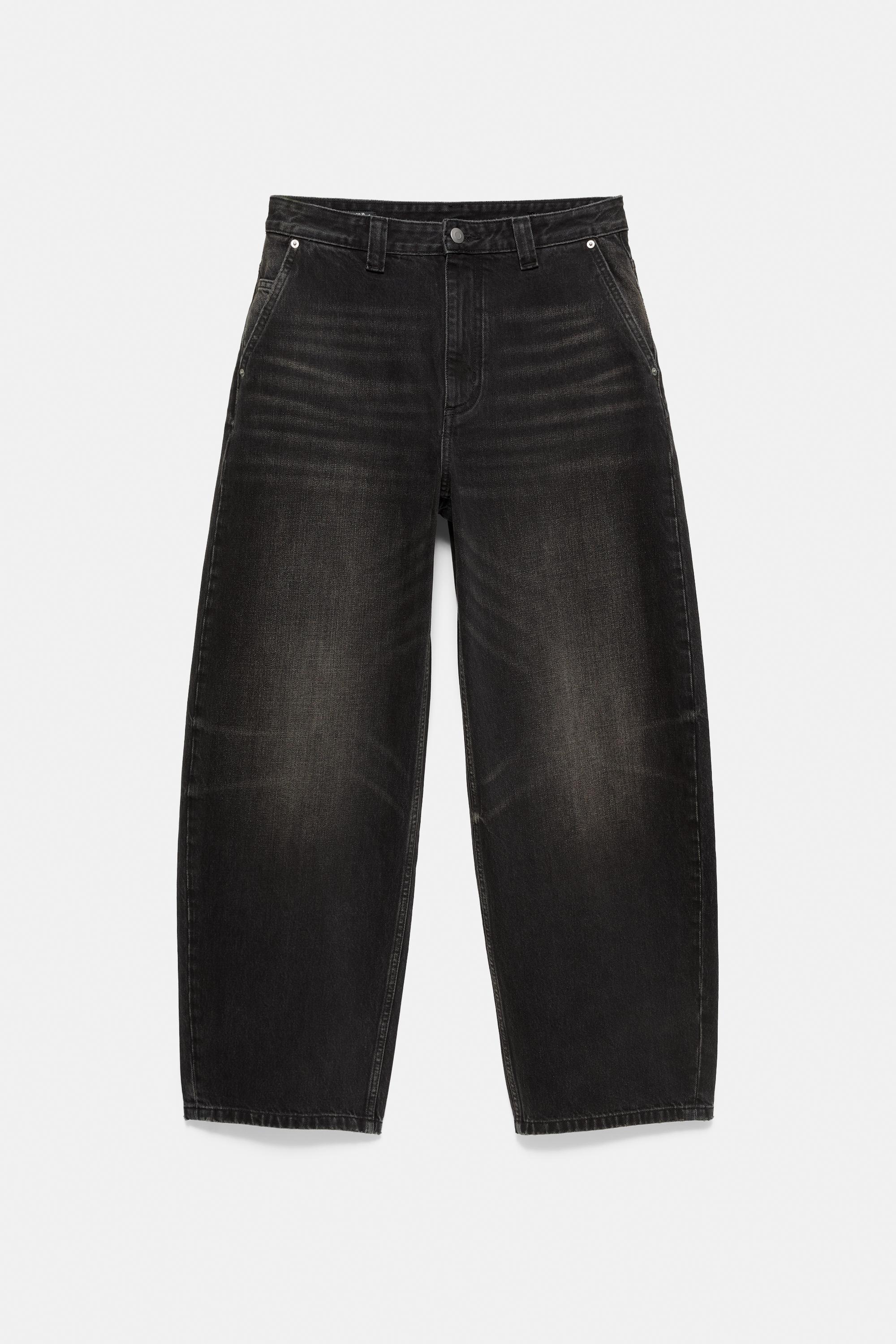 100% cotton barrel jeans — Faded black