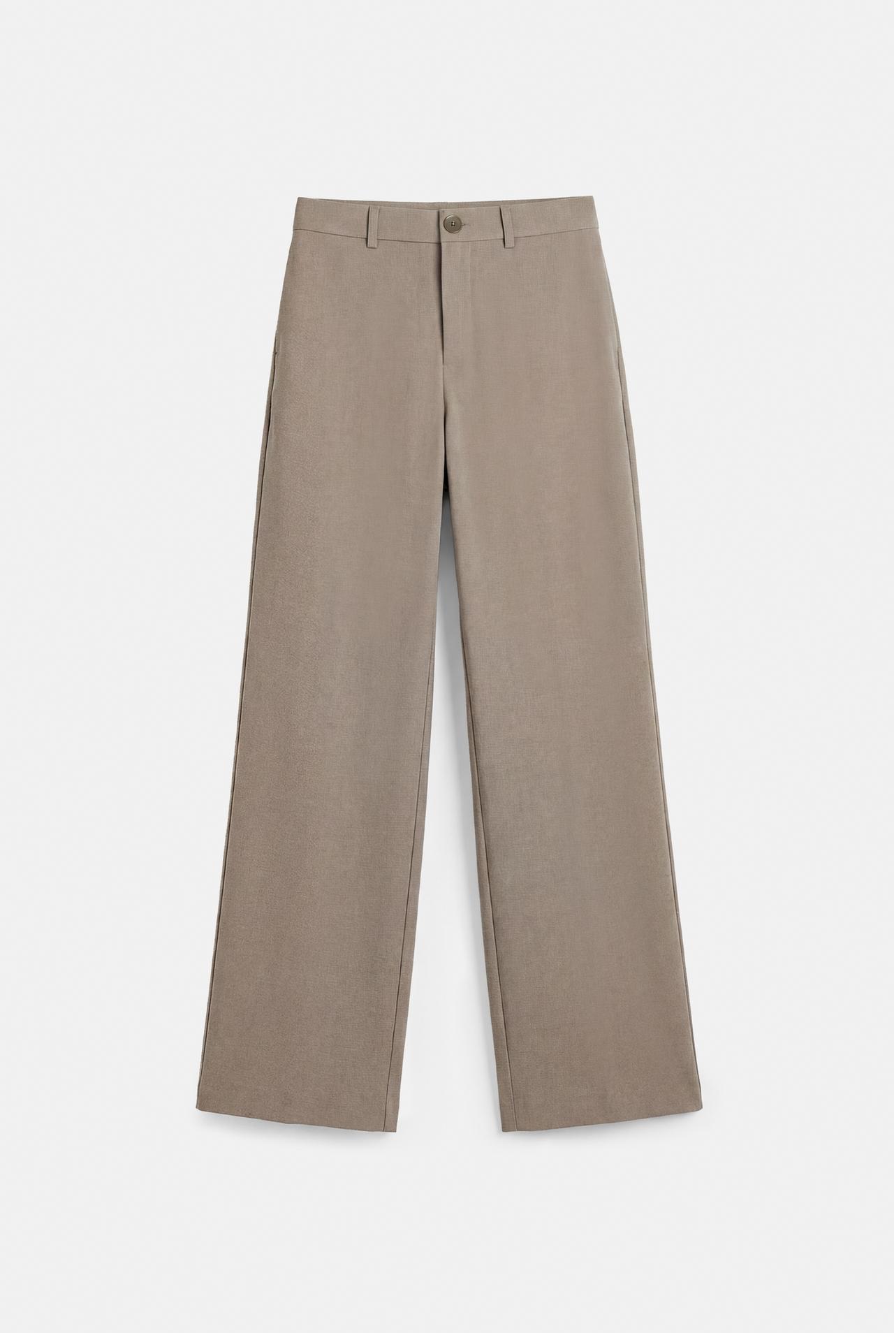 Slim fit straight smart trousers — Mole brown