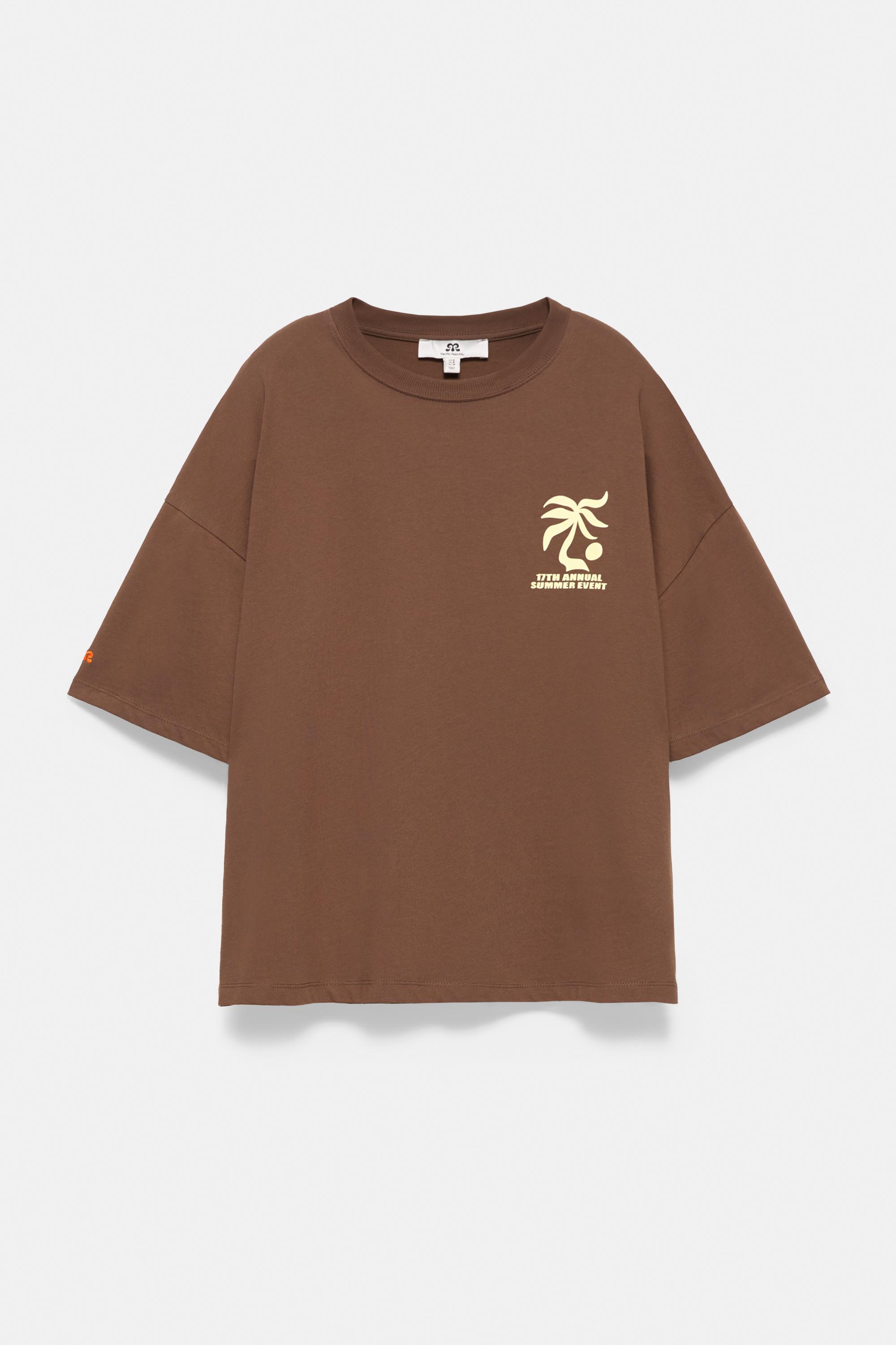 Brown palm tree graphic T-shirt — Brown
