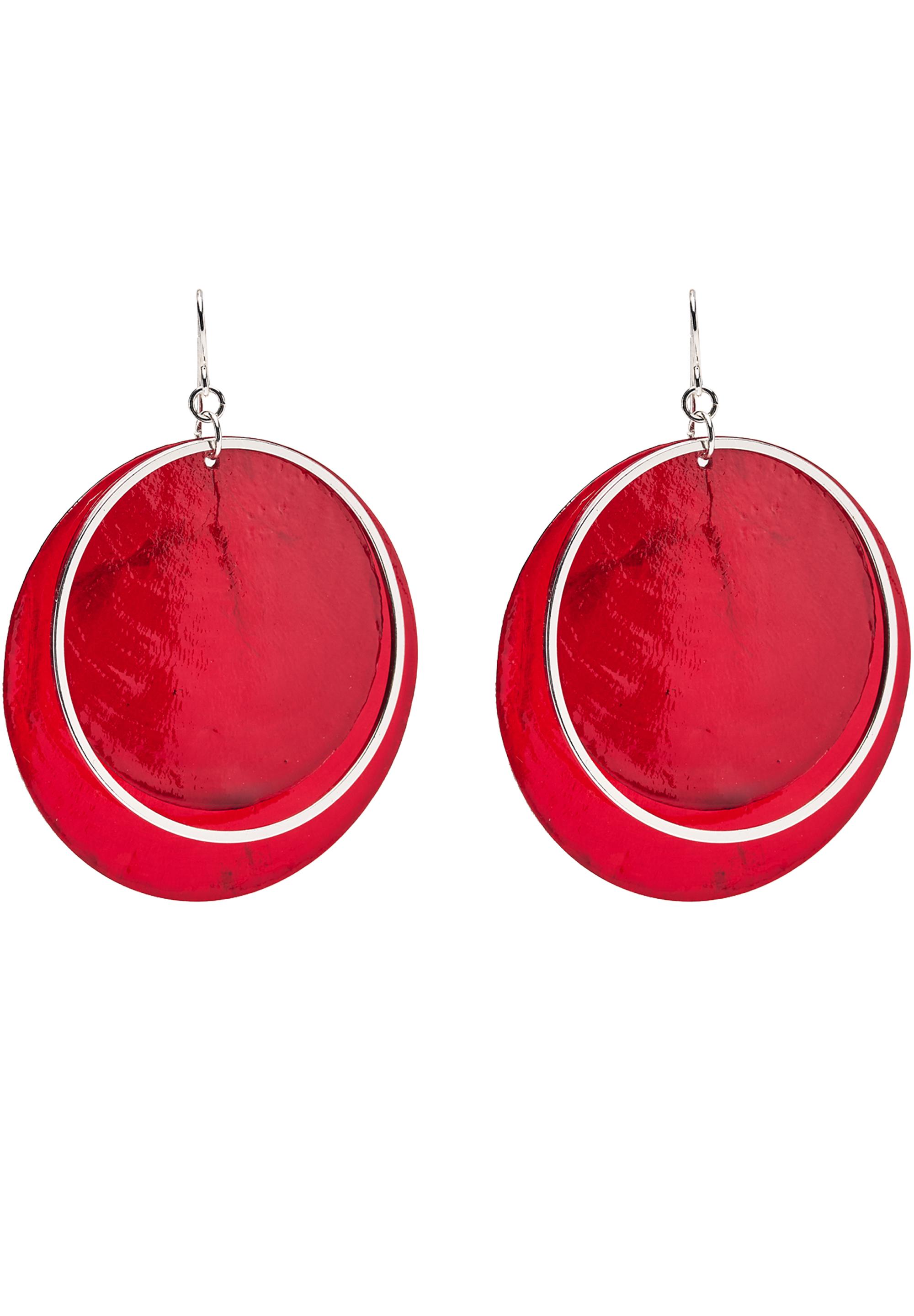 Mother-of-pearl-effect double earrings — Red