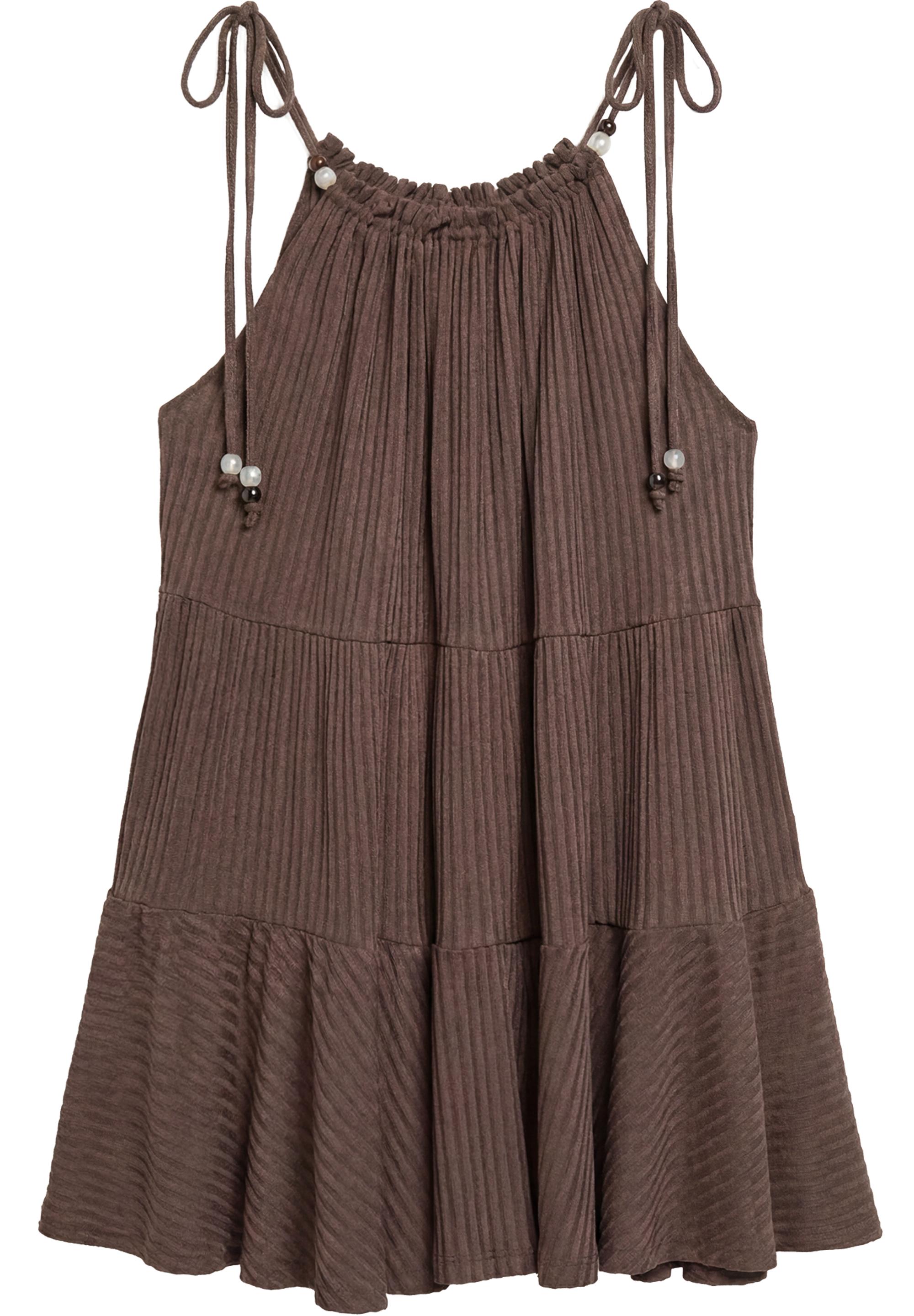 Paneled strappy dress — Brown