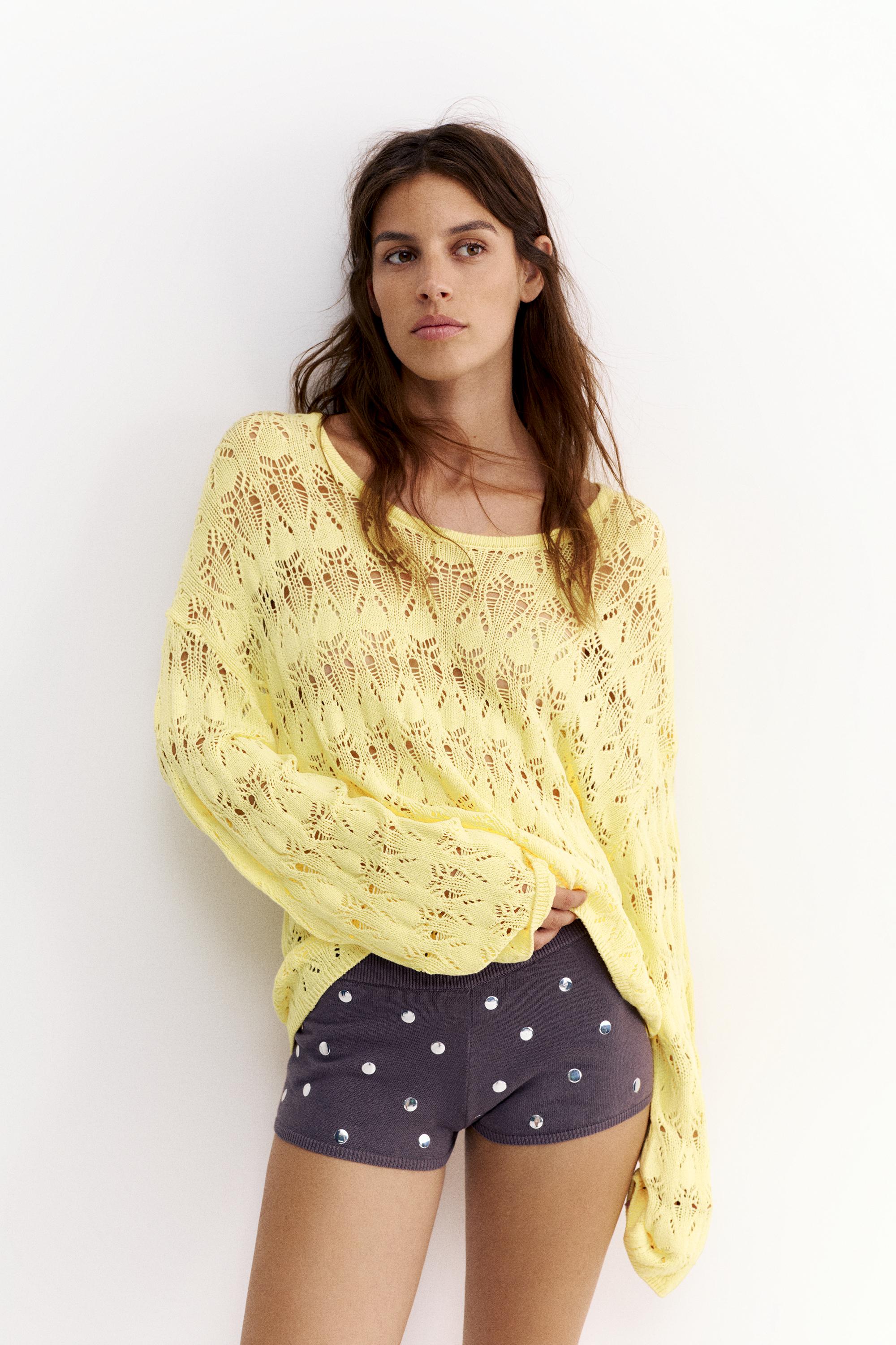 Yellow cutwork jumper — Yellow