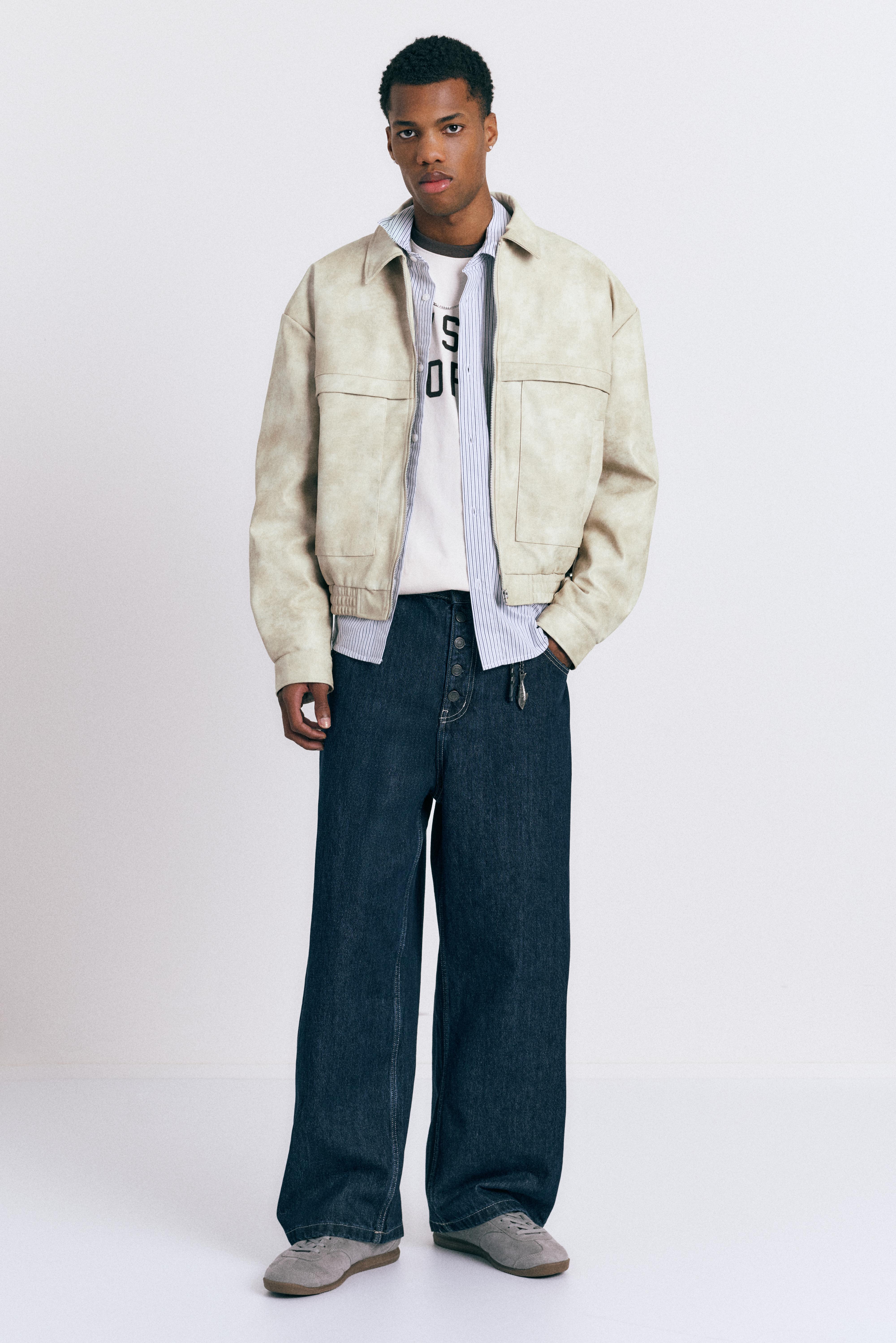 Faux leather jacket — Ecru
