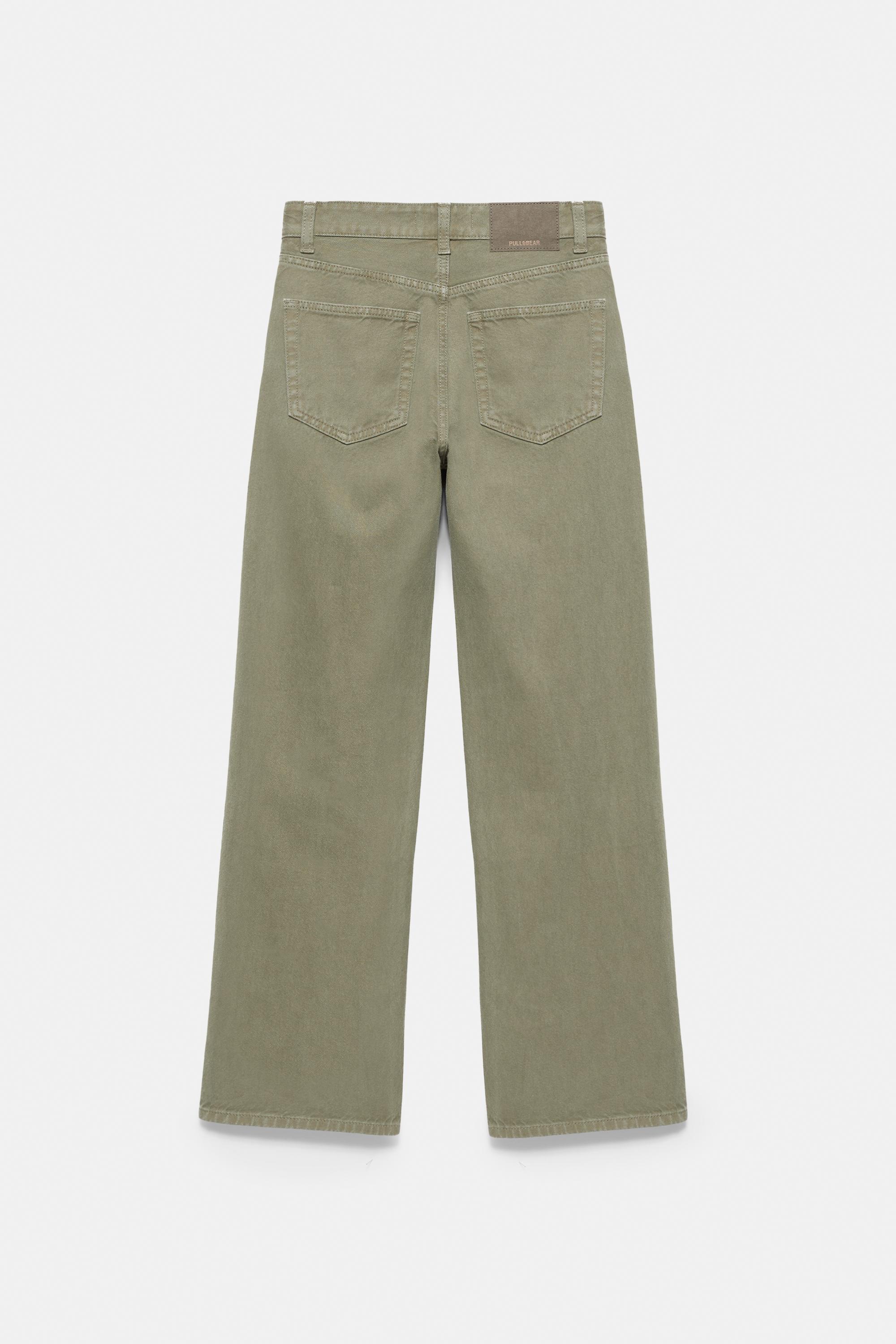 High-waist wide straight-leg jeans — Khaki