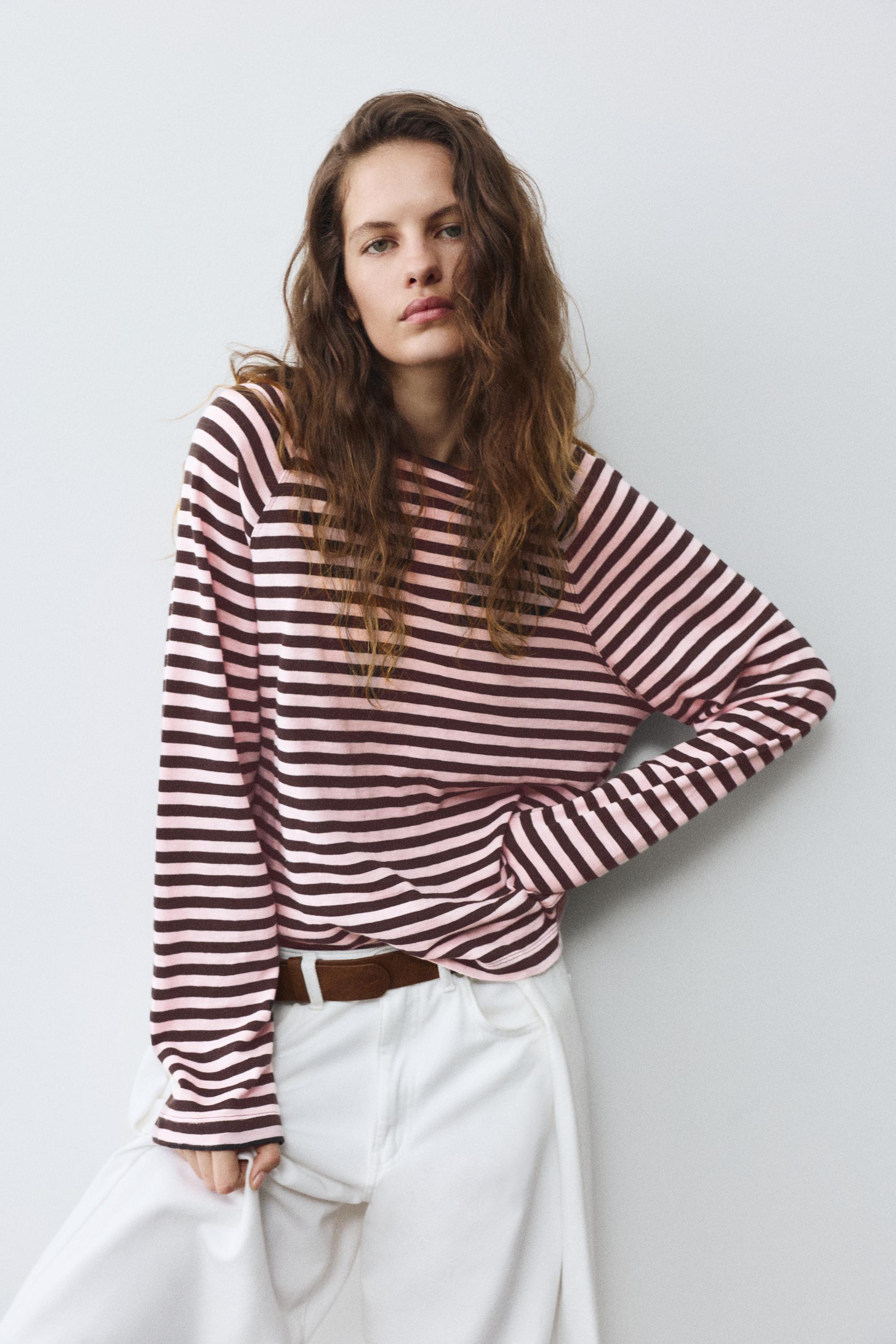 Long sleeve raglan T-shirt — Striped