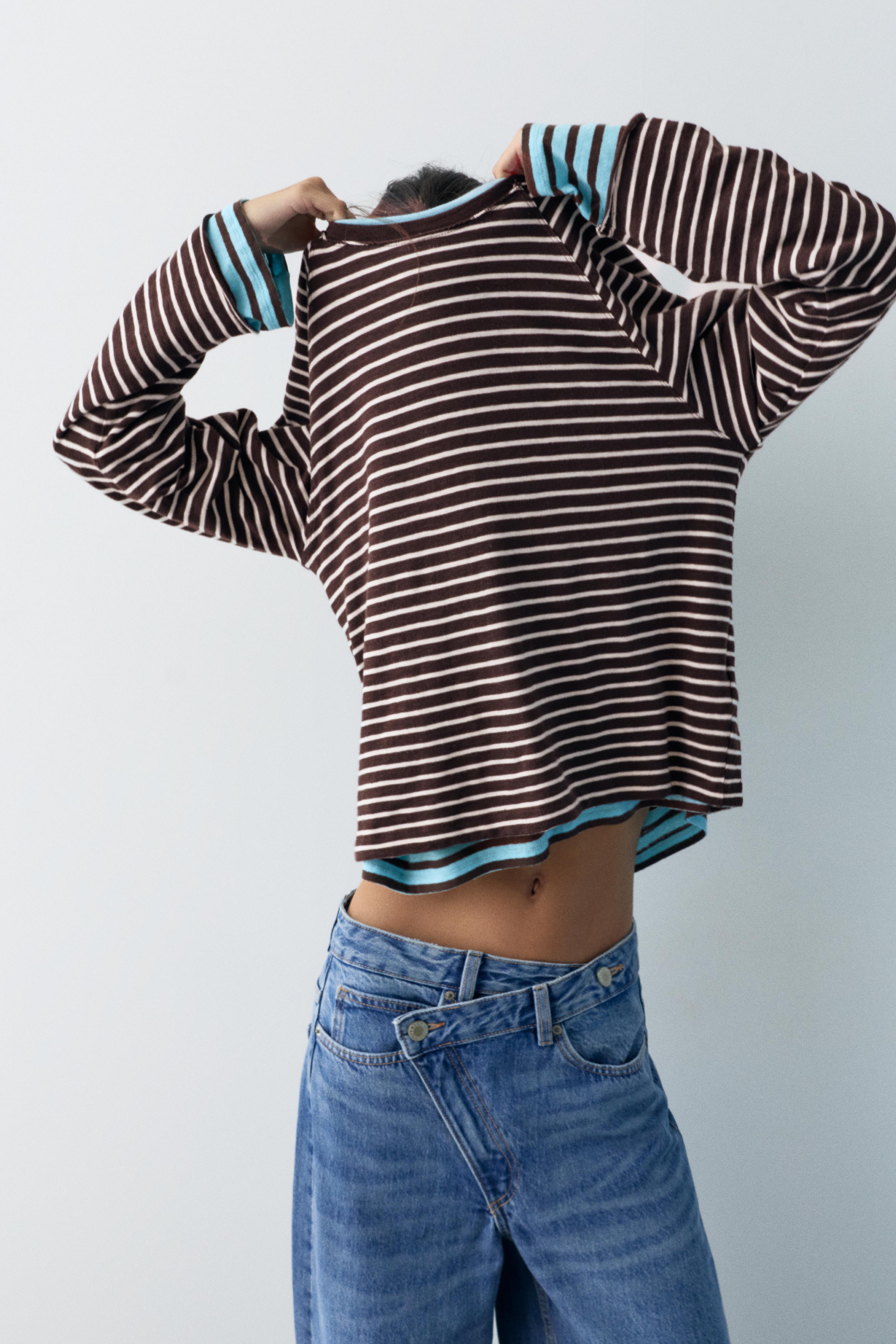 Long sleeve raglan T-shirt — Striped