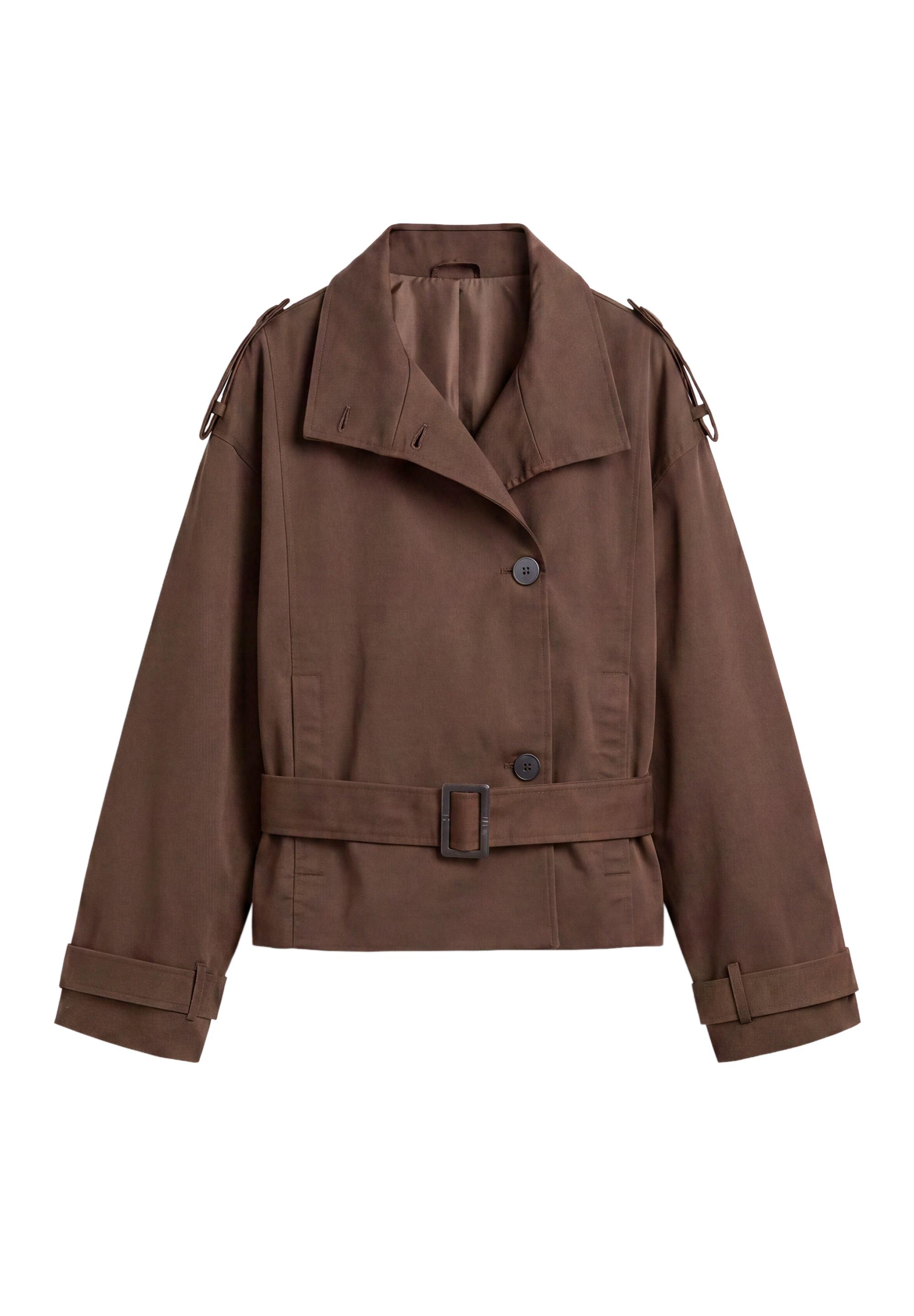 Short belted trench coat — Brown