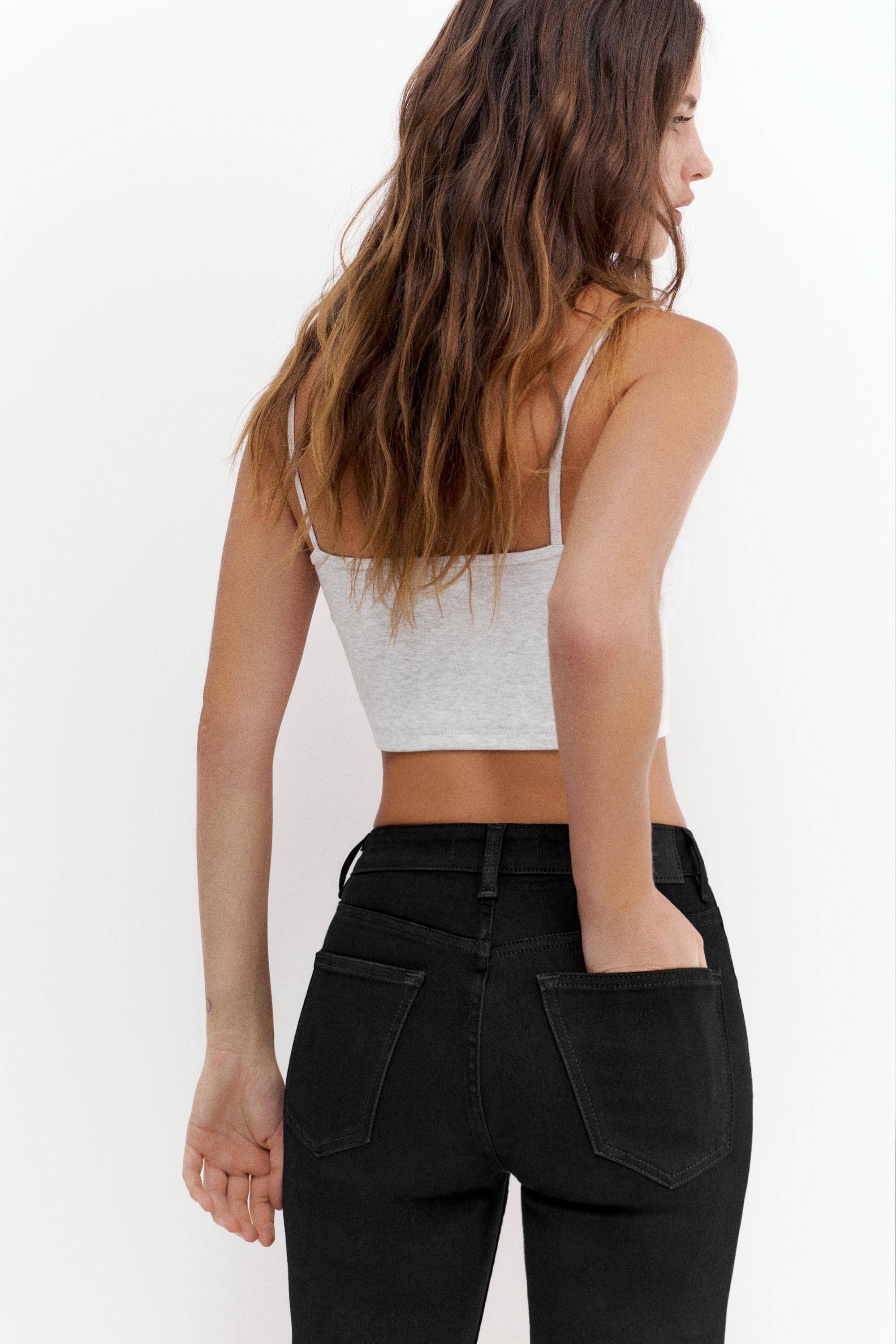 High-waist skinny jeans — Black marl