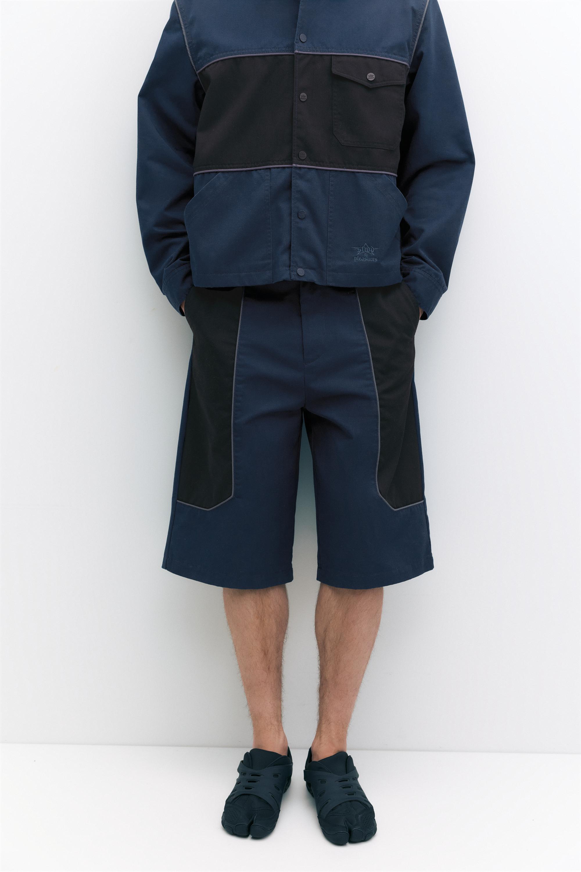 Pleasures x STWD panelled Bermuda shorts — Dark navy