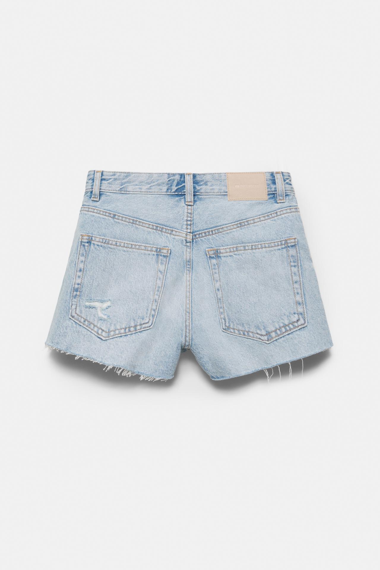 Mom fit ripped denim shorts — Pale blue