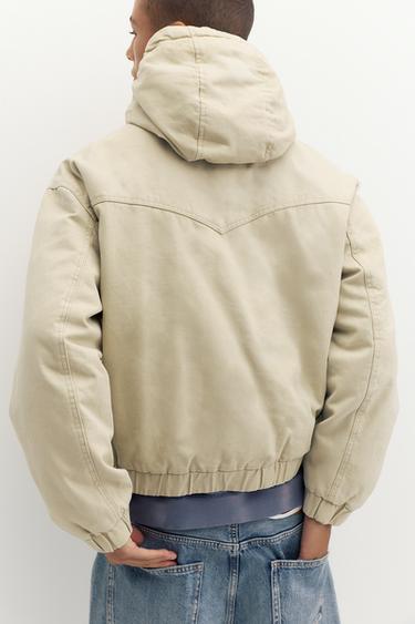 Hooded bomber jacket — Sand 3