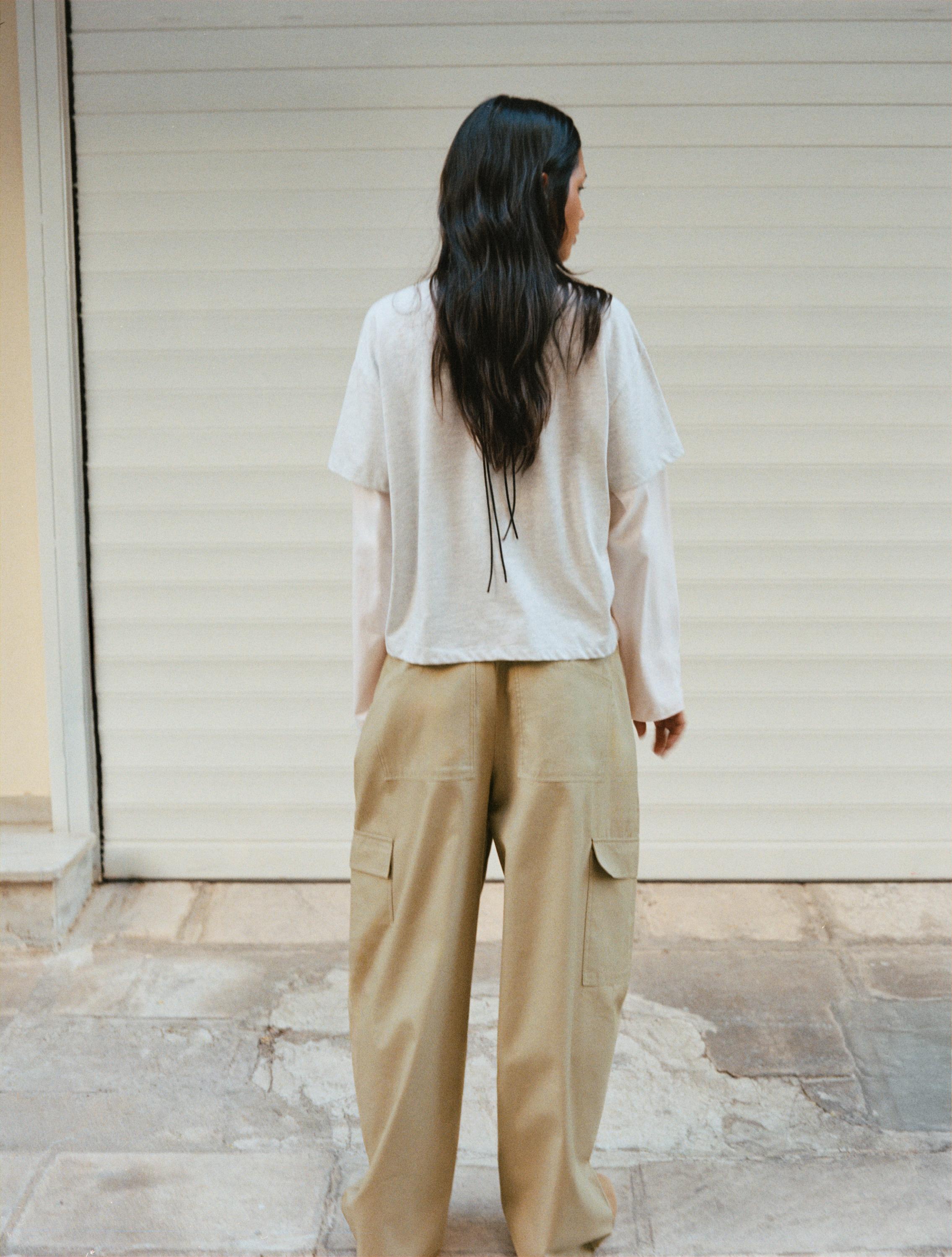 Balloon cargo trousers with belt — Dark camel