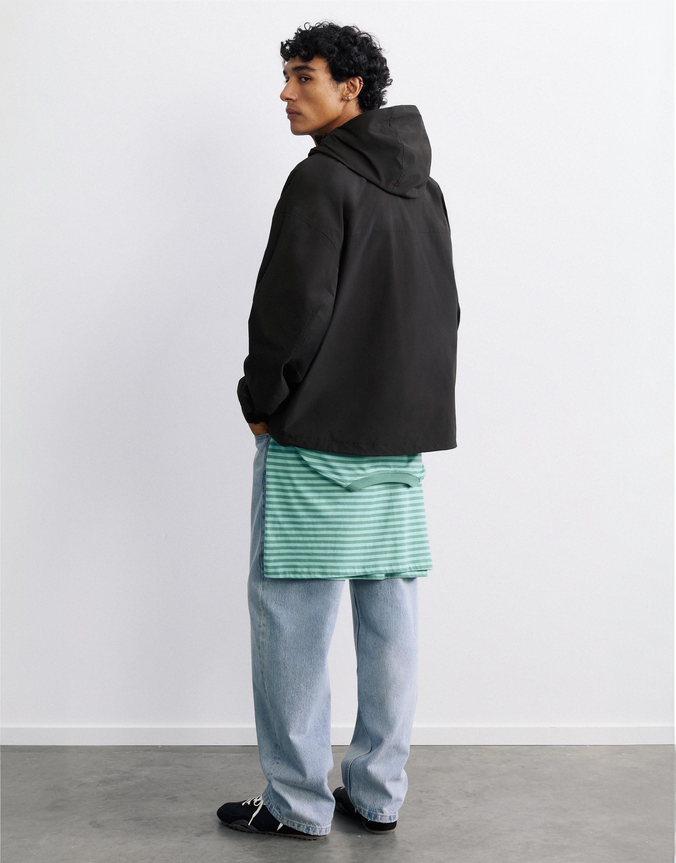 Lightweight hooded raincoat — Black