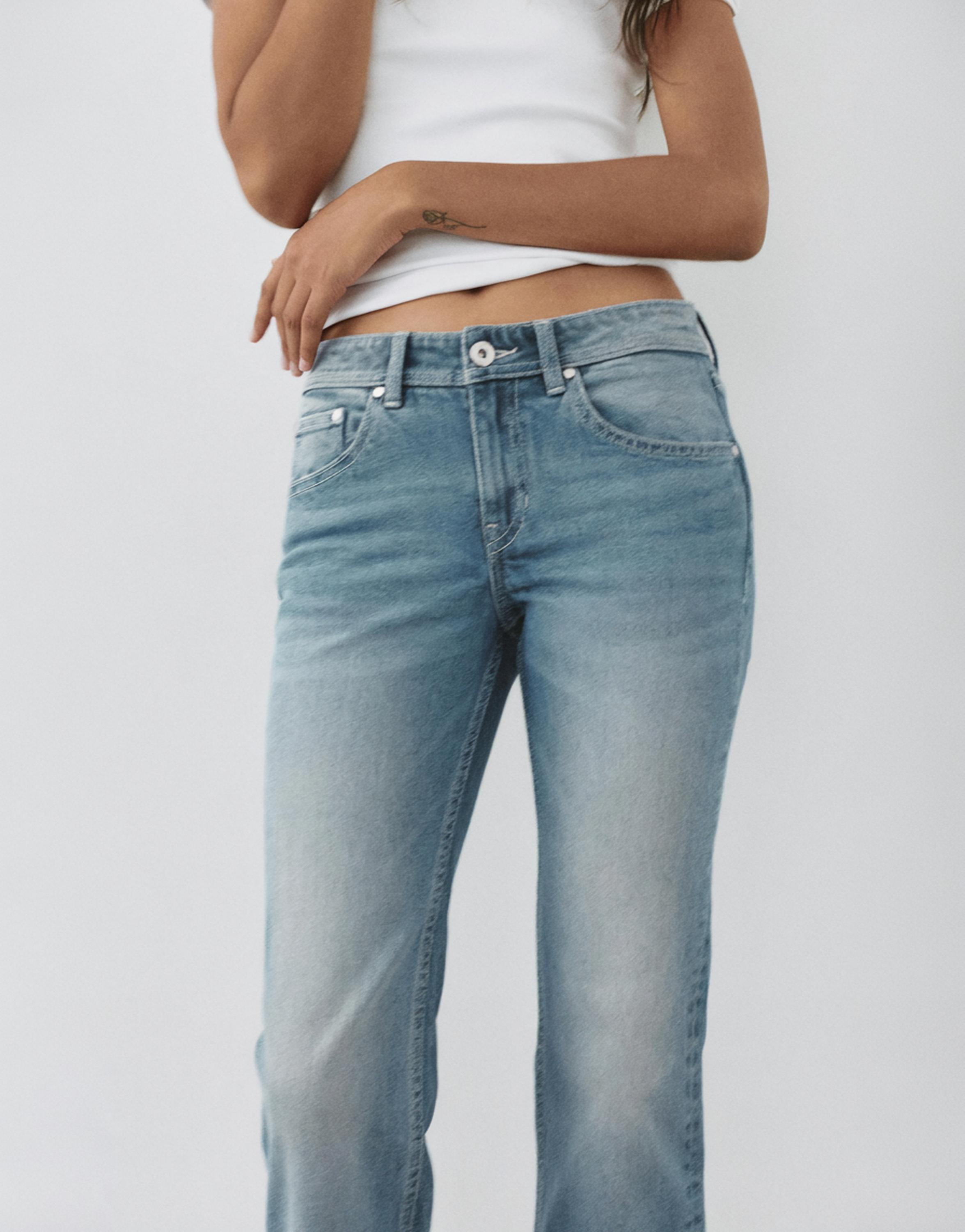 Low-rise boot-cut jeans — Greenish blue