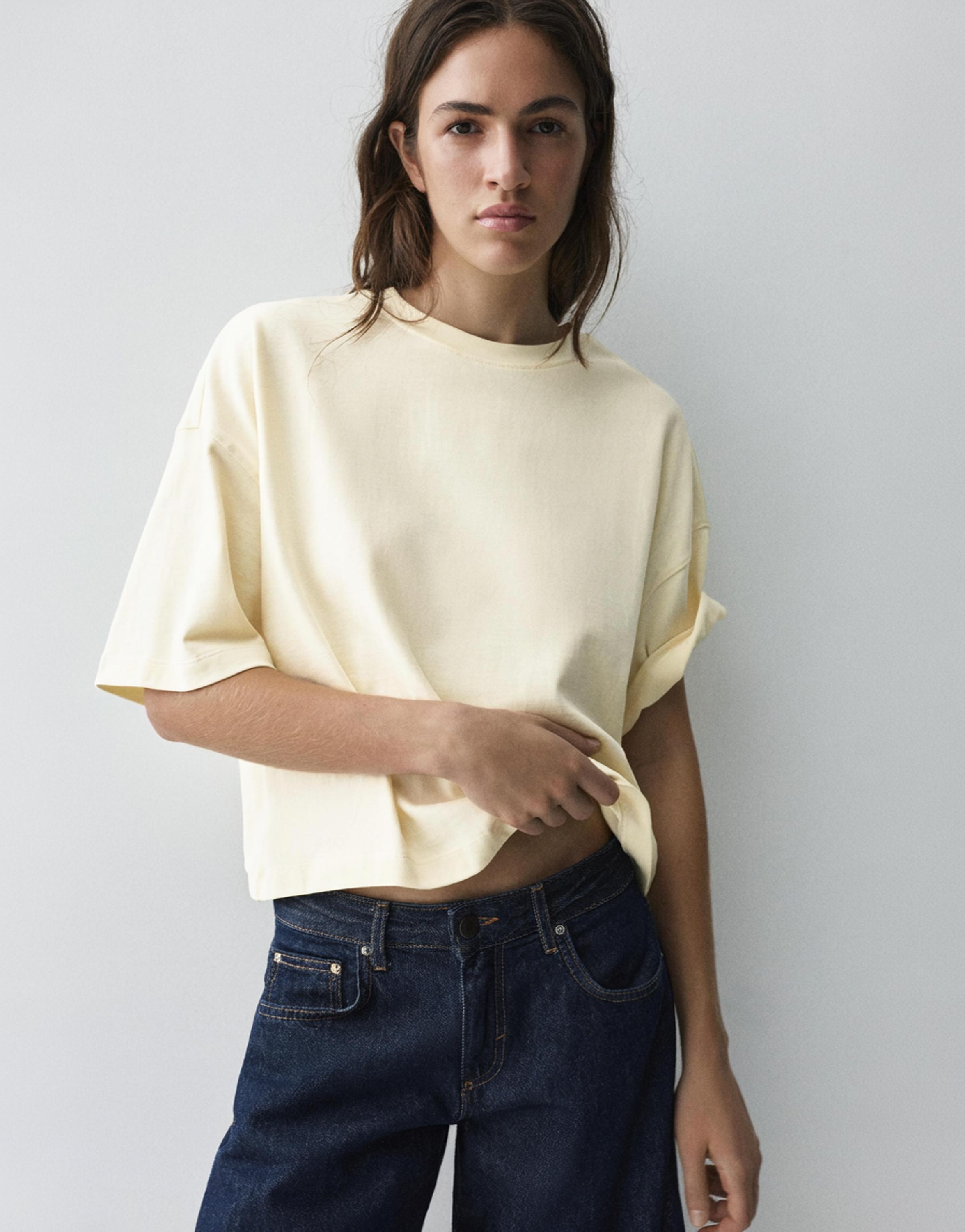 Boxy fit short sleeve T-shirt — Vanilla