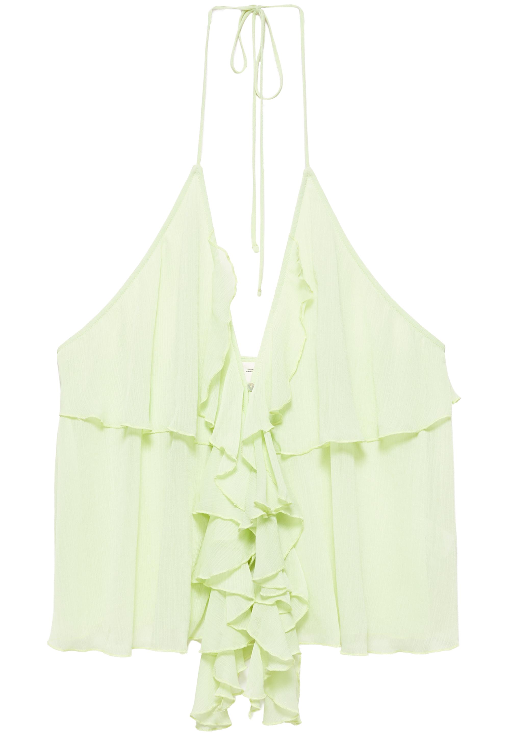 Halter top with ruffles — Apple green