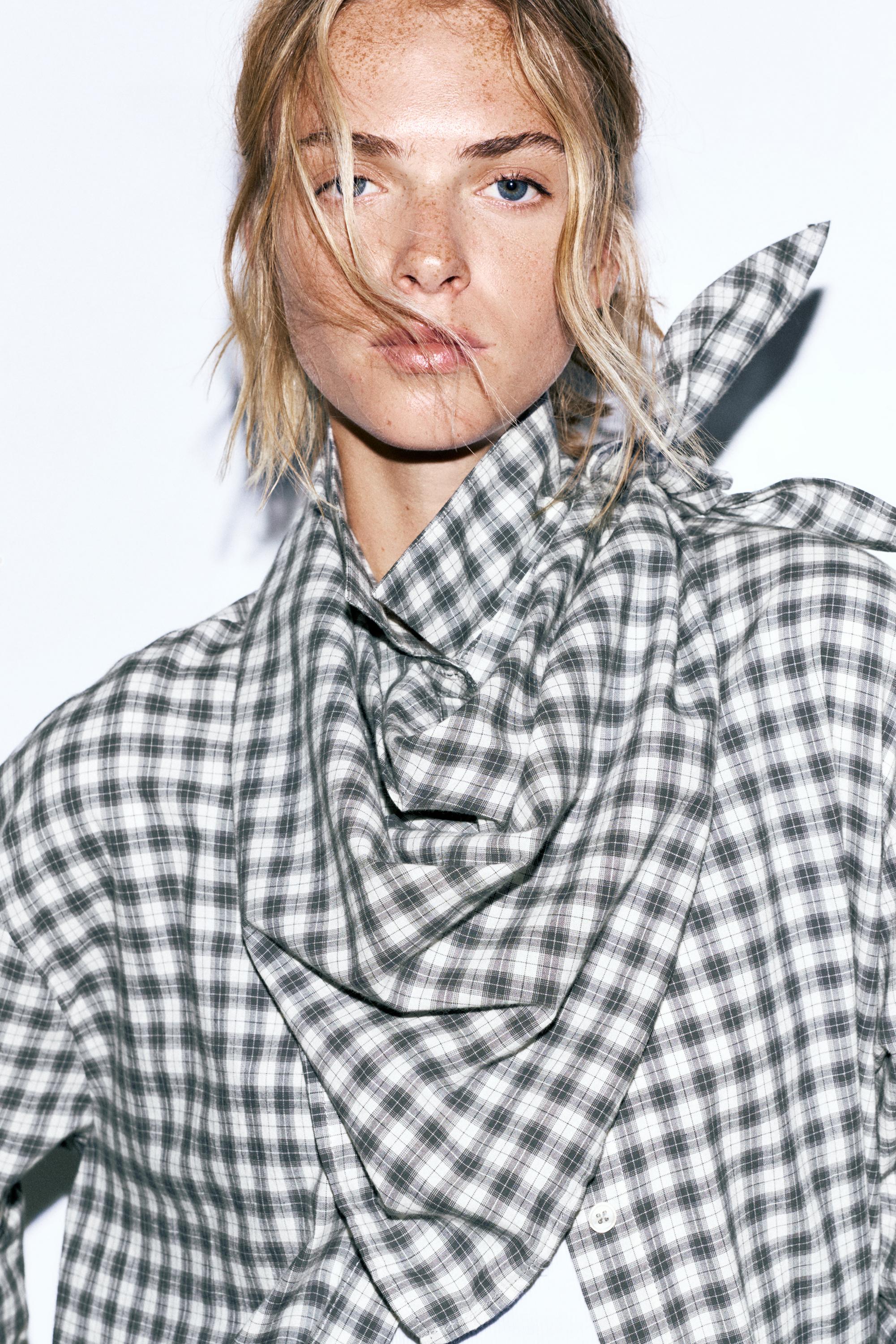 Çok konumlu bandana detaylı kareli gömlek - Görsel 28