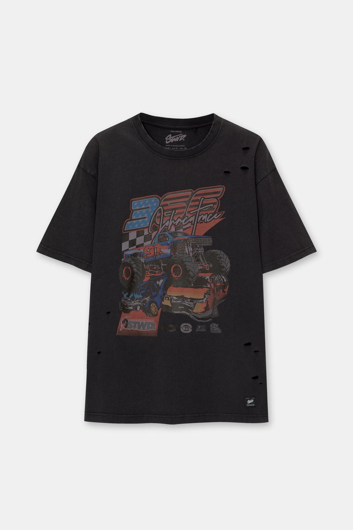Washed STWD racing print T-shirt - PULL&BEAR