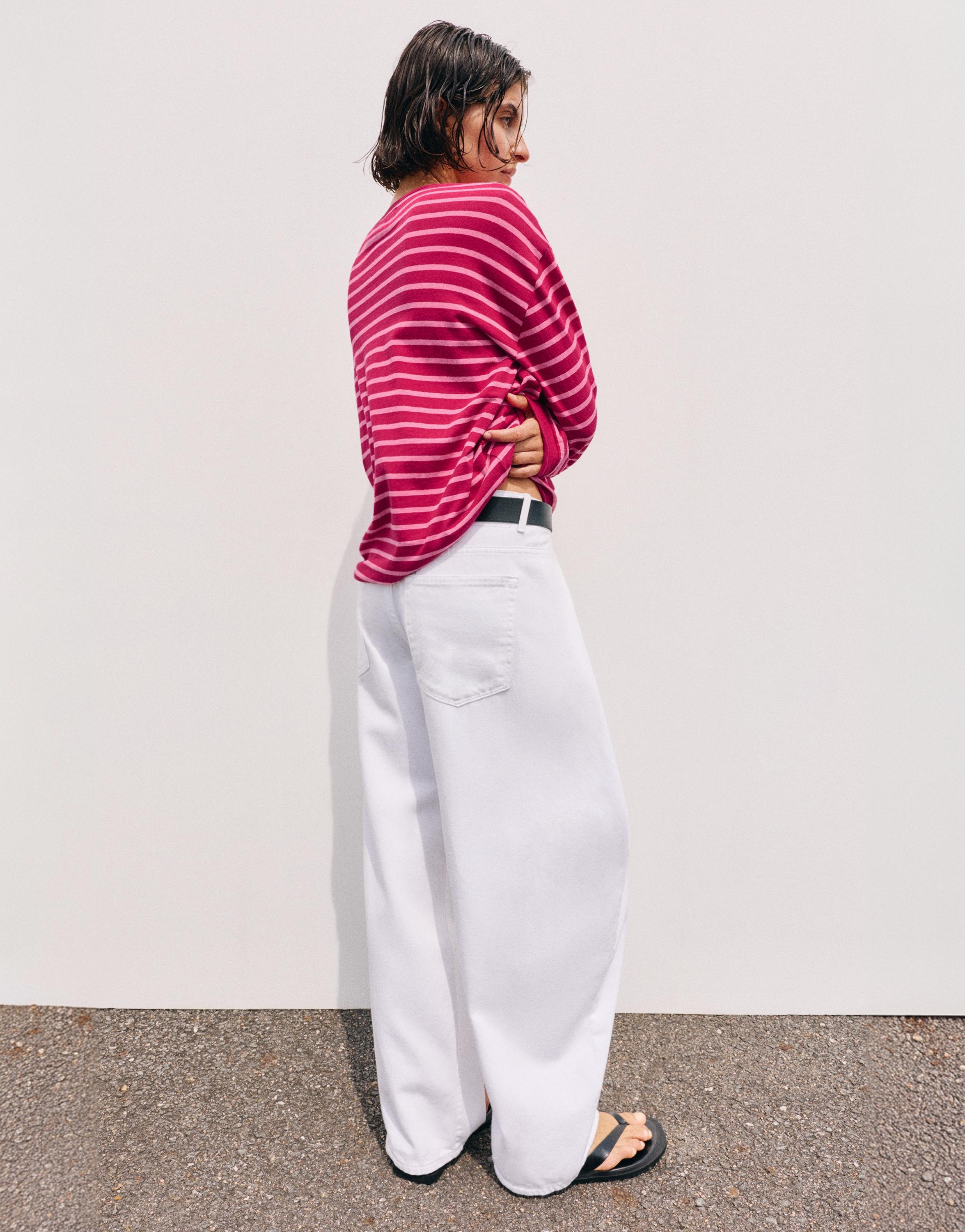 Oversize long sleeve striped T-shirt — Striped