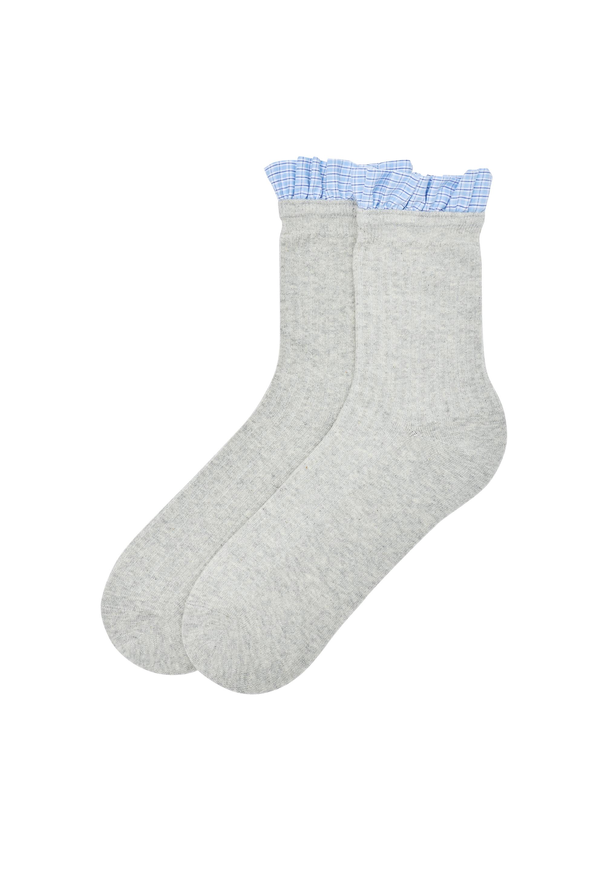 Poplin ruffle socks — Grey