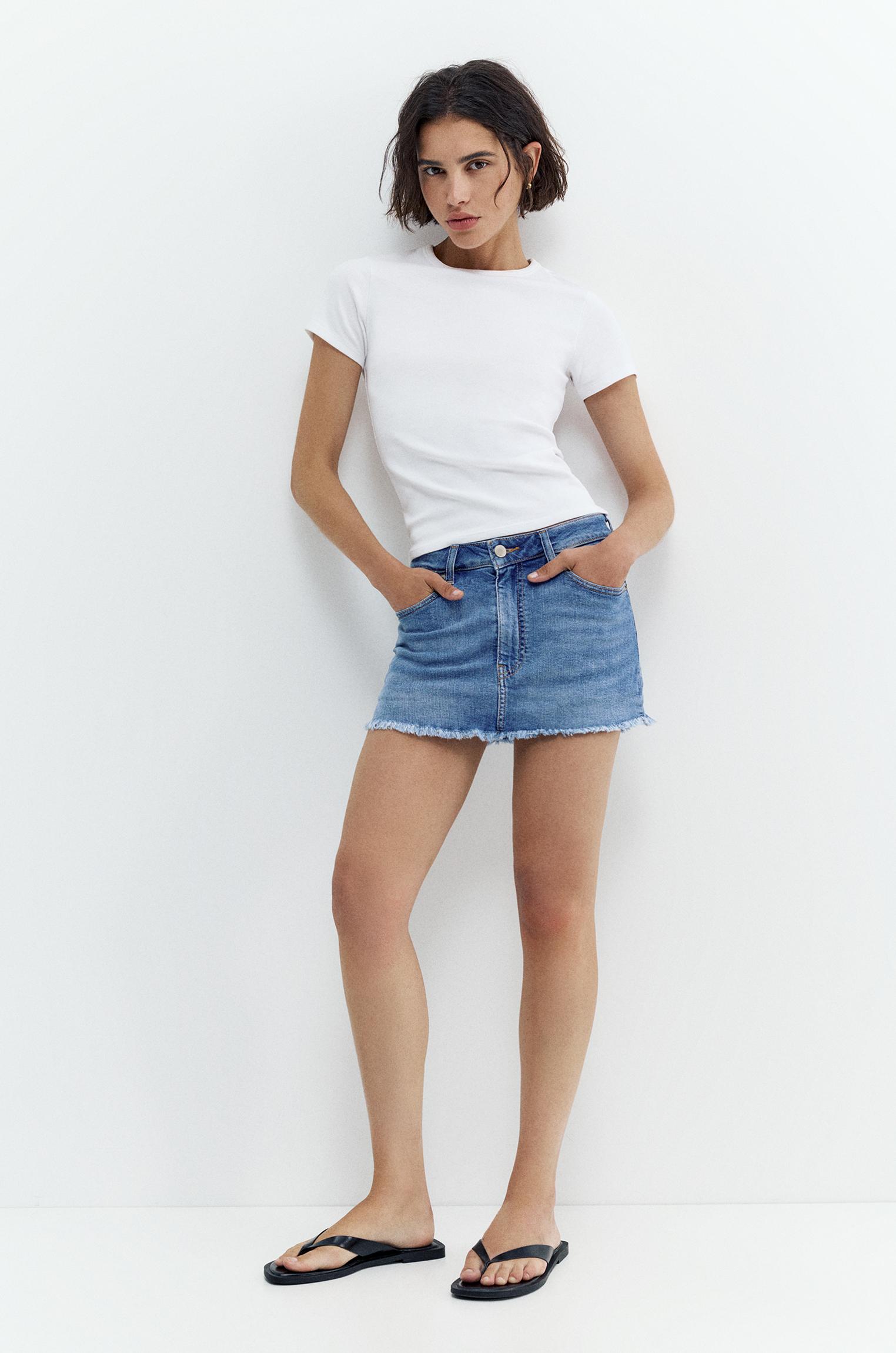 Denim skort — Medium blue