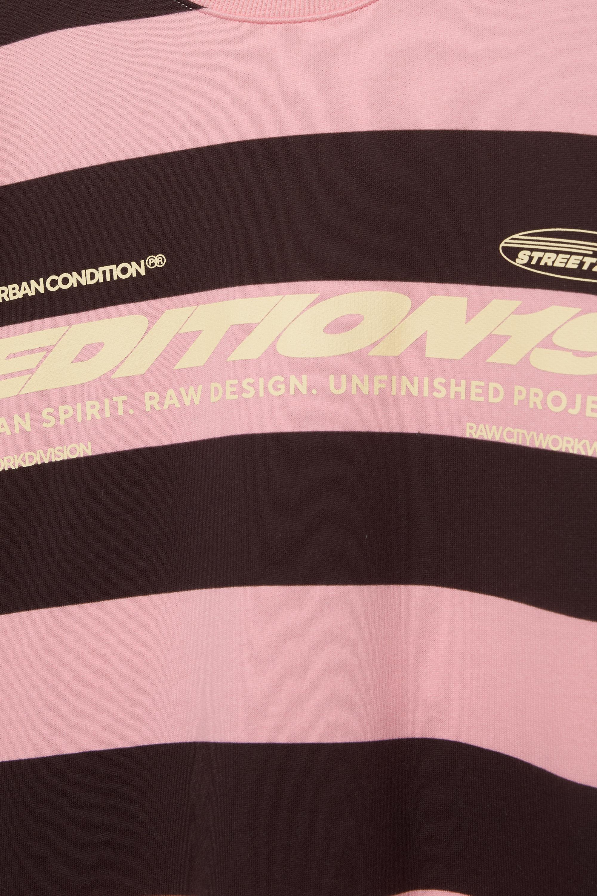 Bisiklet yaka çizgili yazılı sweatshirt - Görsel 4