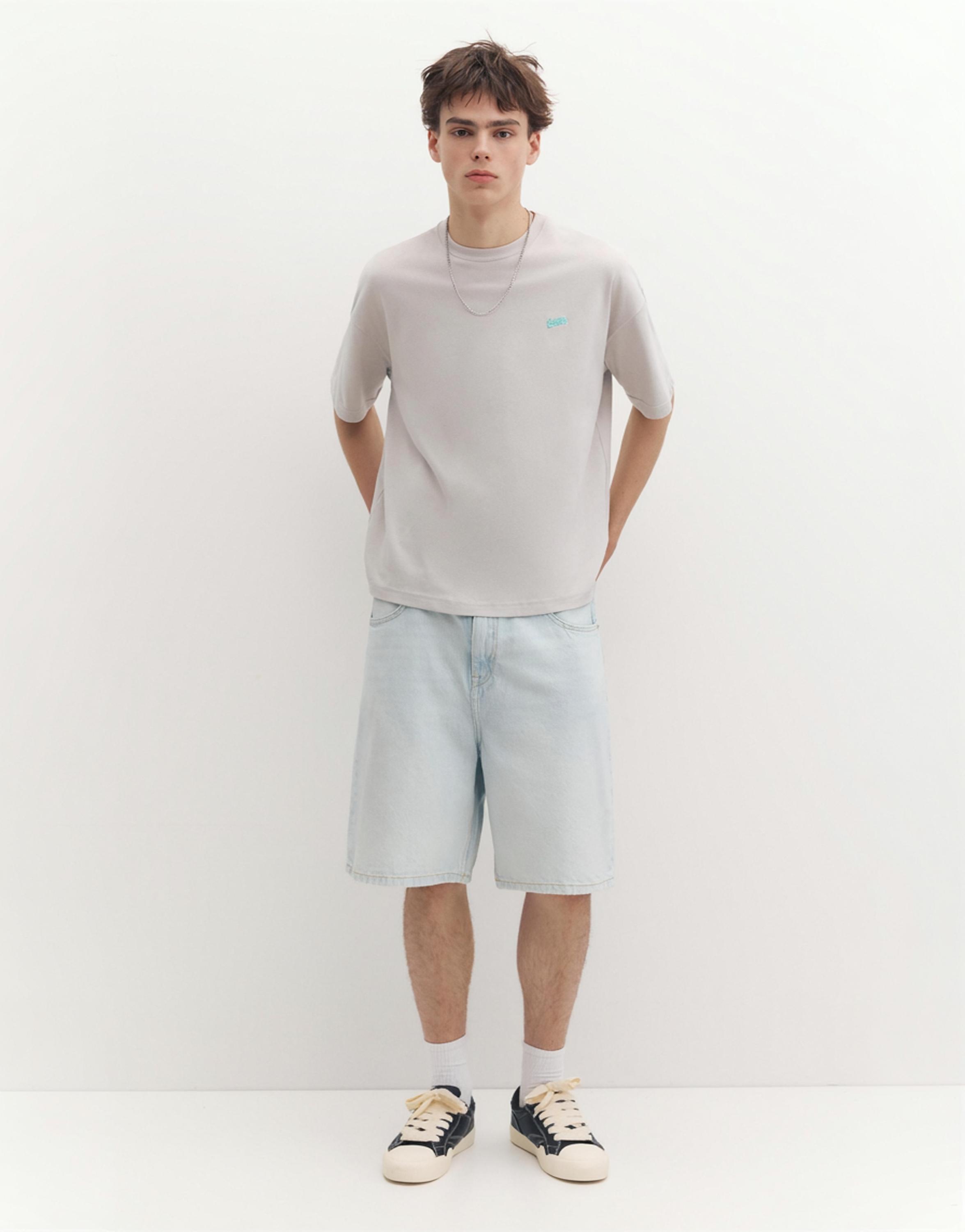Boxy STWD logo T-shirt — Pearl grey