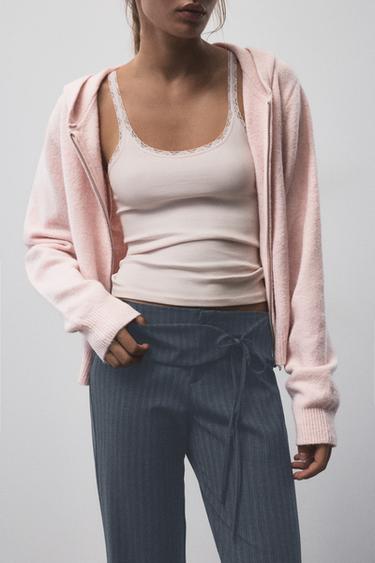 Striped flared trousers with belt — Anthracite grey 3