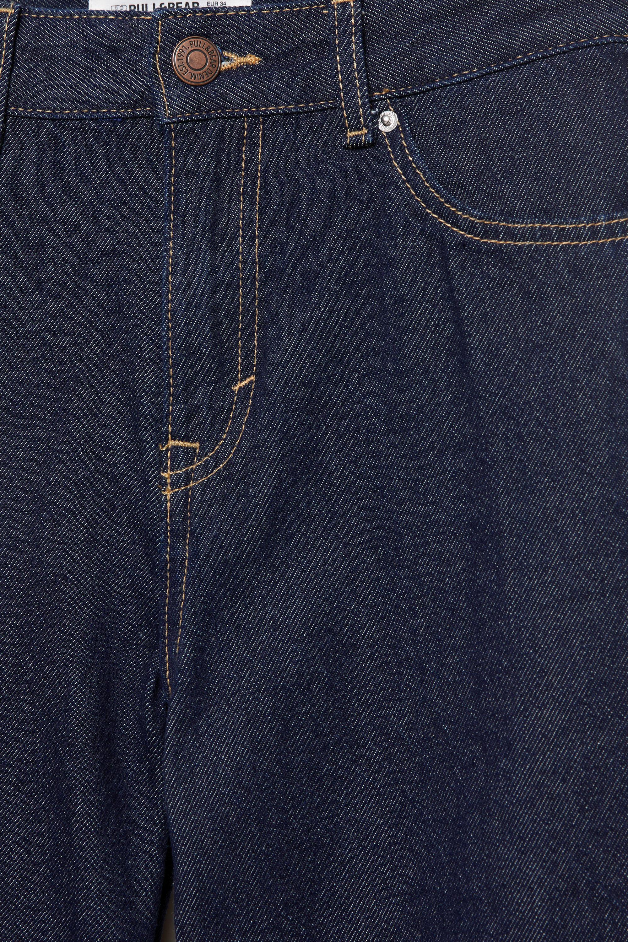 High-waist wide straight-leg jeans — Ink blue