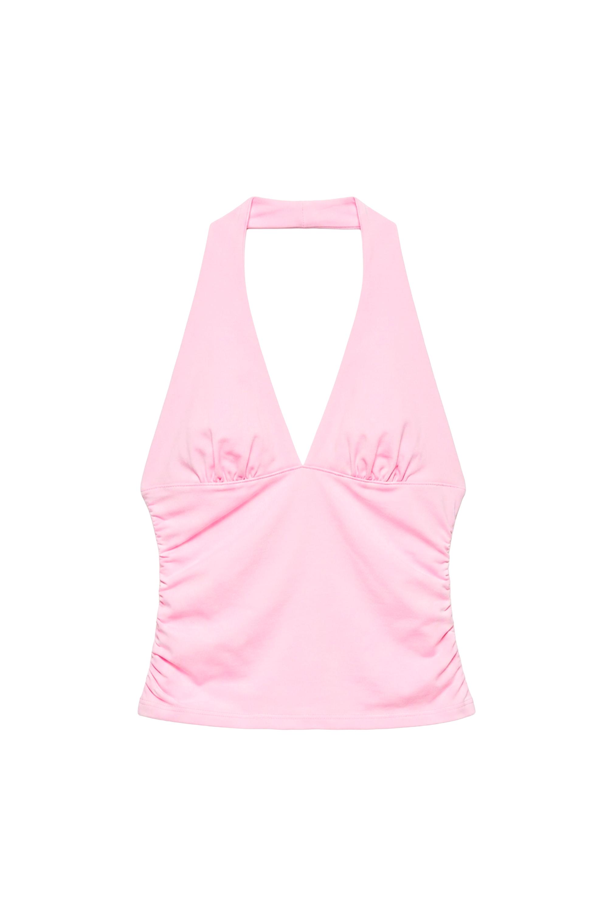 Halter yaka büzgülü top