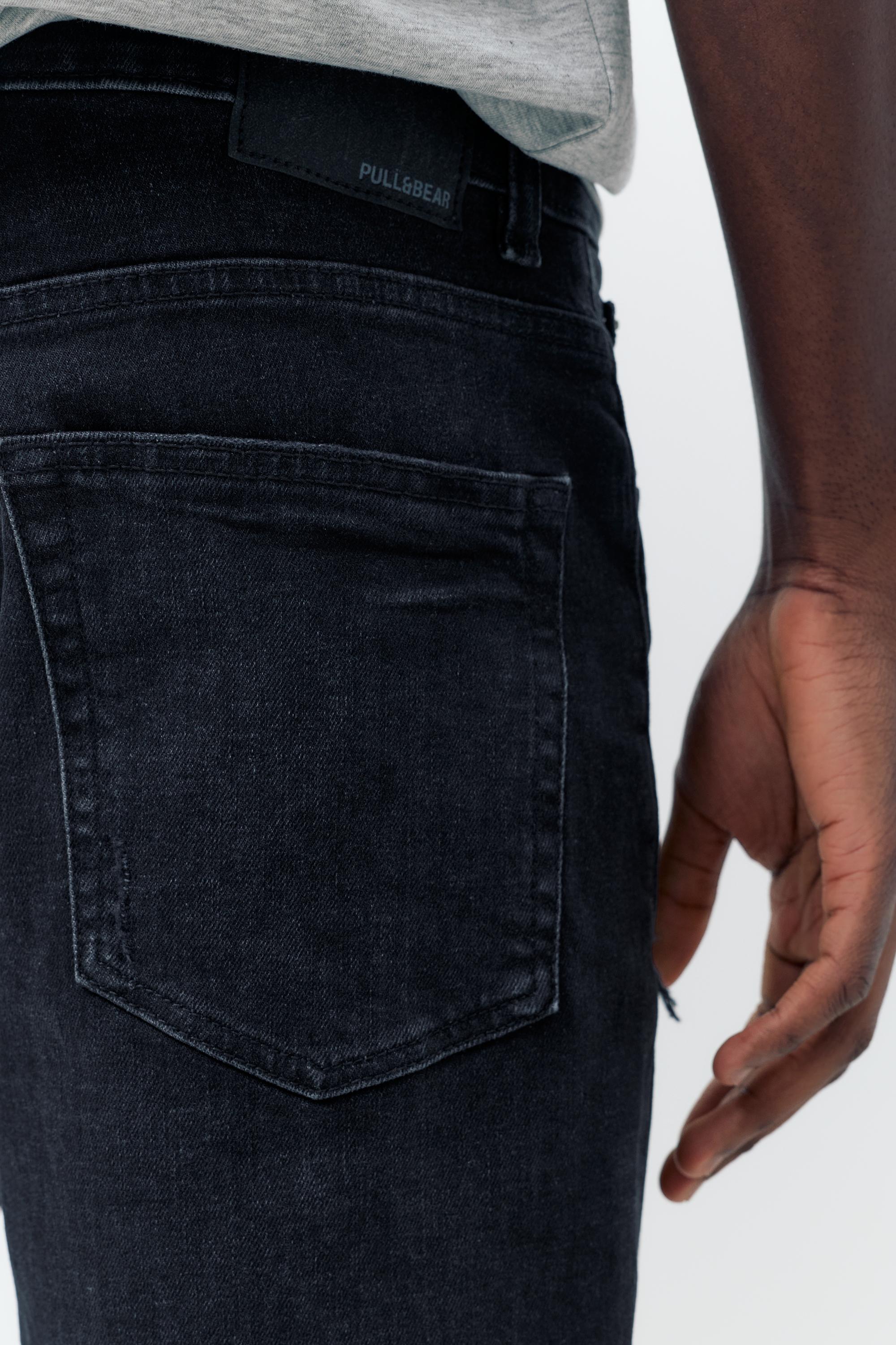 Ripped denim Bermuda shorts — Faded black