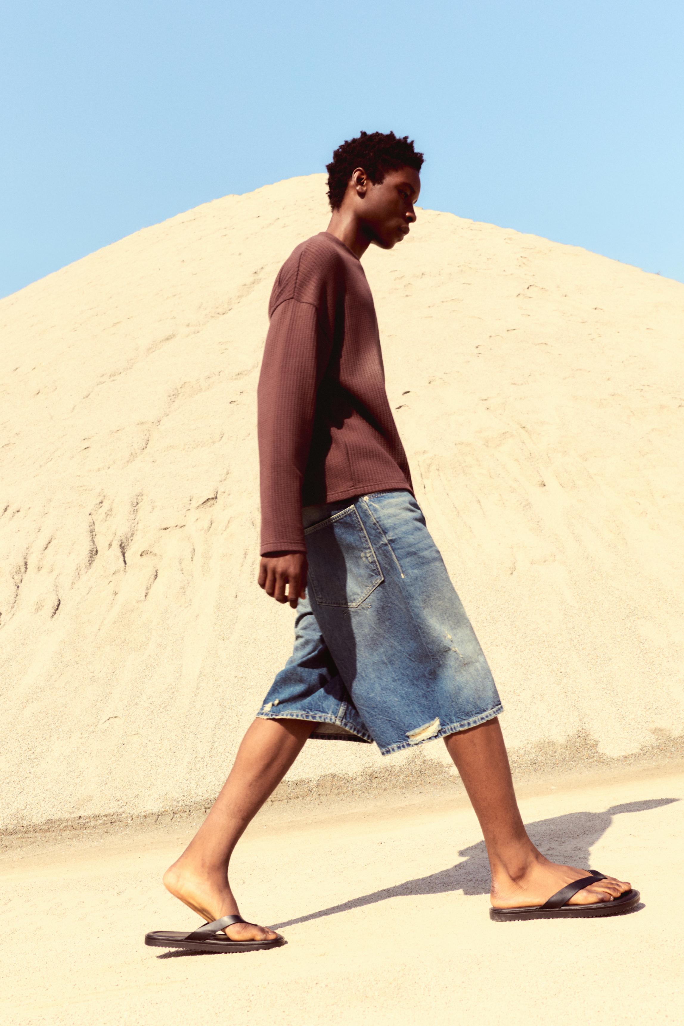 Ripped detail jorts — Blue