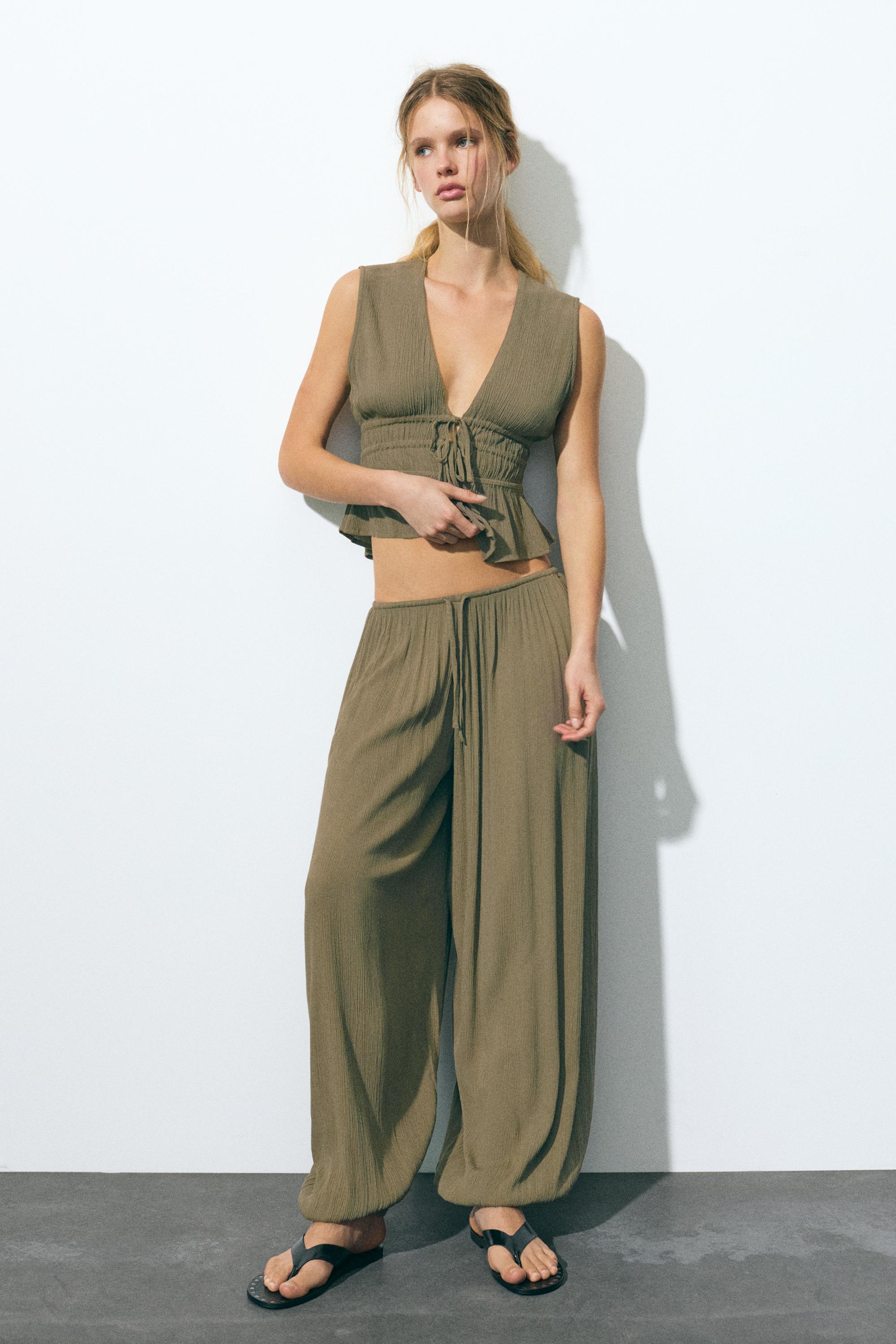 Crepe top with ties — Green