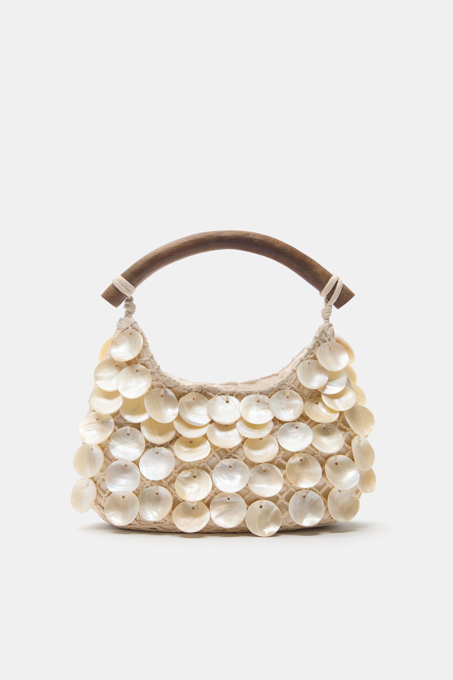 Beaded handbag — Ecru